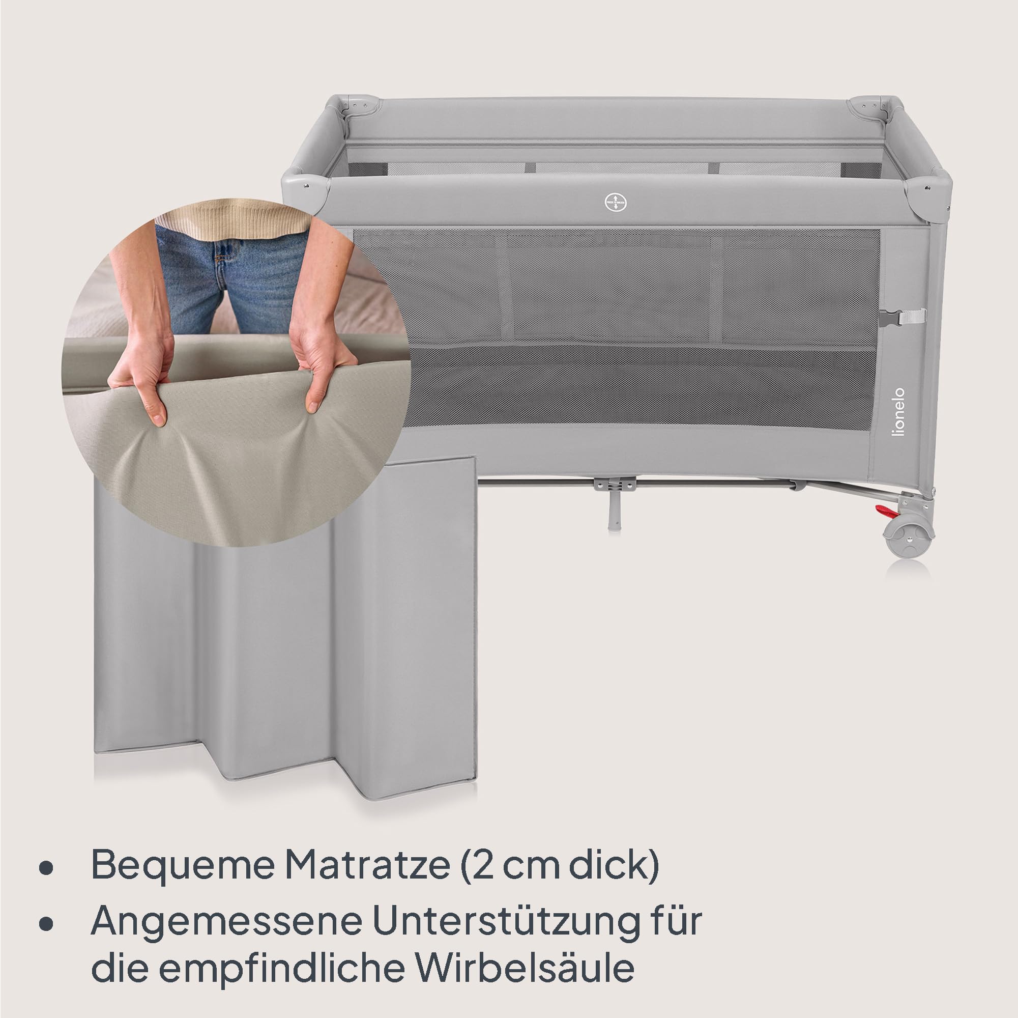 lionelo-ellen-3-in-1-reisebett-grau-beistellbett-mit-matratze image 4