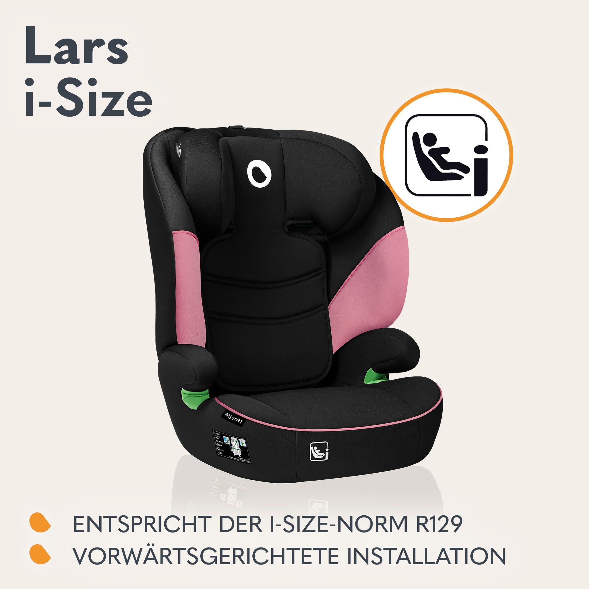 lionelo-lars-i-size-kinderautositz-rosa-baby-mit-seitenaufprallschutz image 3