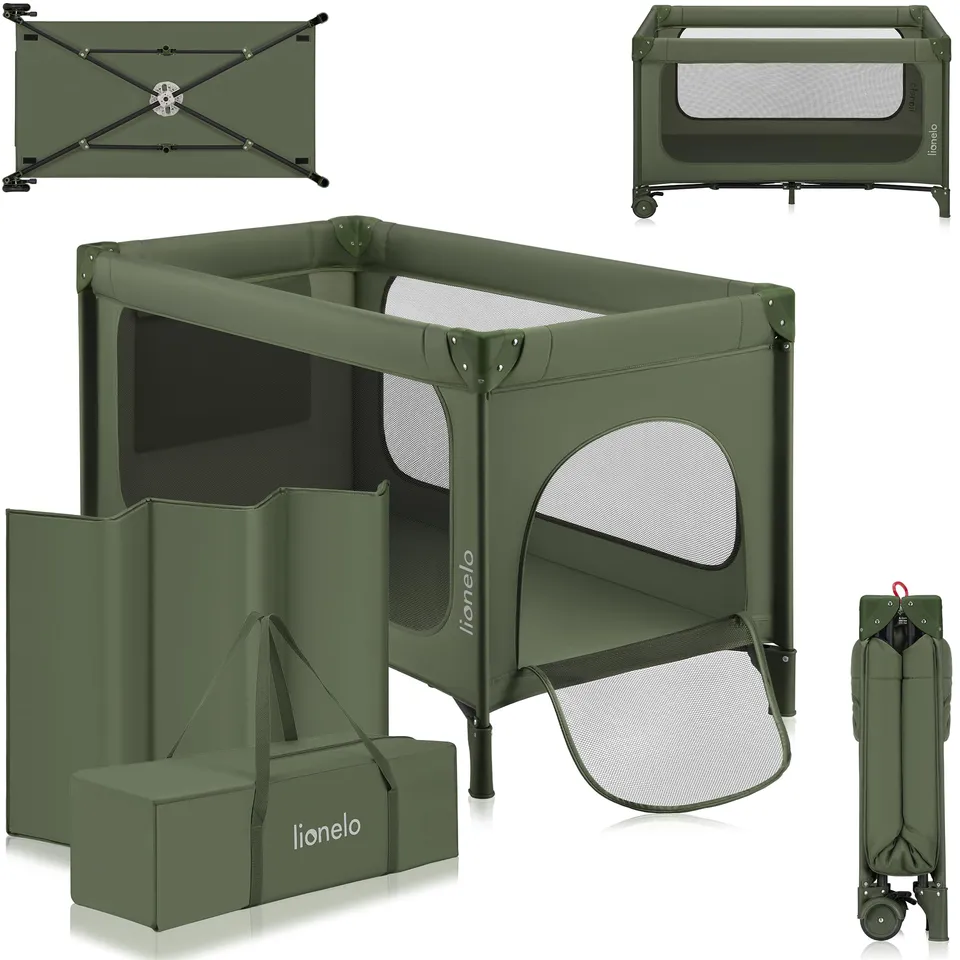 lionelo-sven-easy-fold-reisebett-gr-n-olive-bis-15-kg image 1
