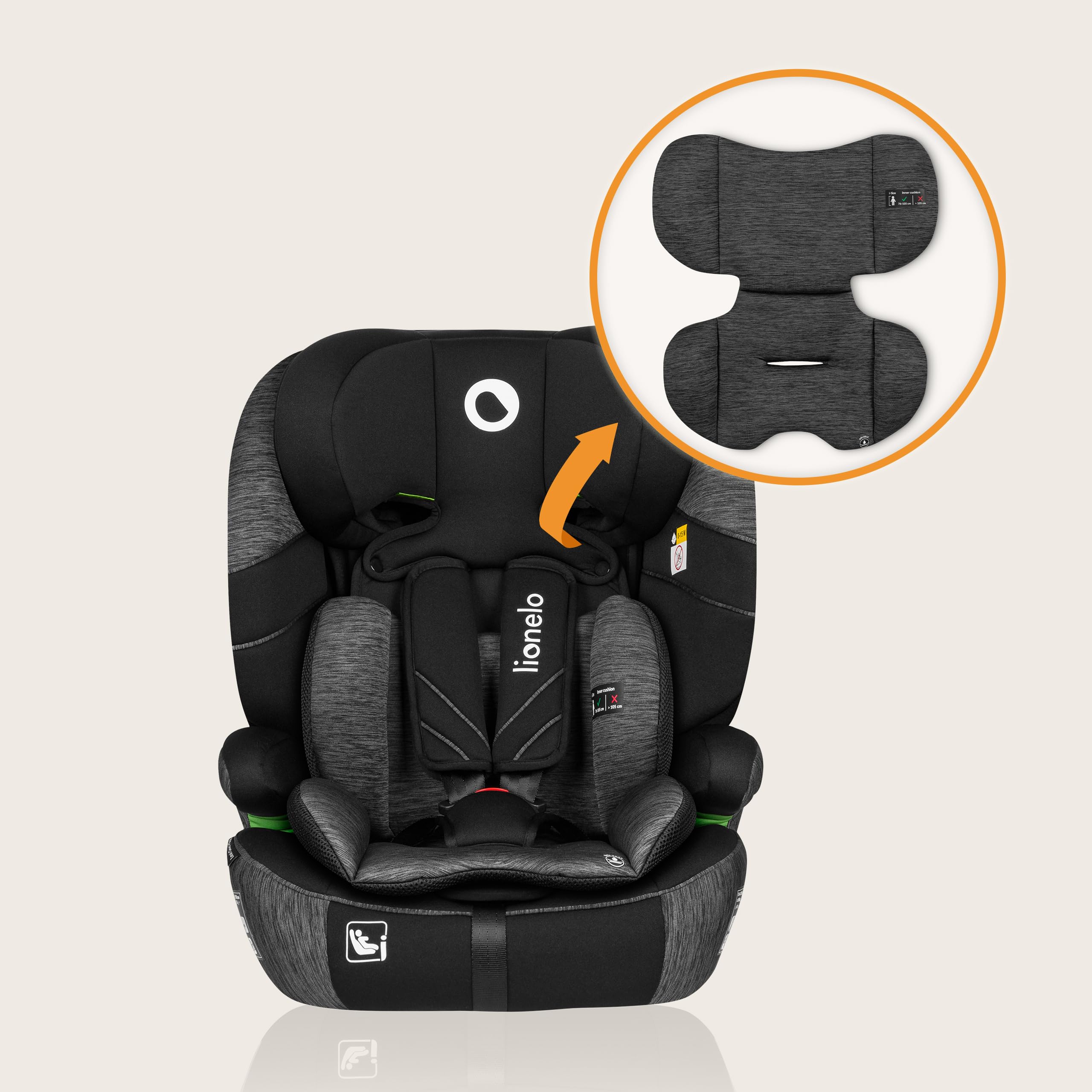lionelo-levi-one-i-size-kinderautositz-schwarzgrau-76-150-cm image 8