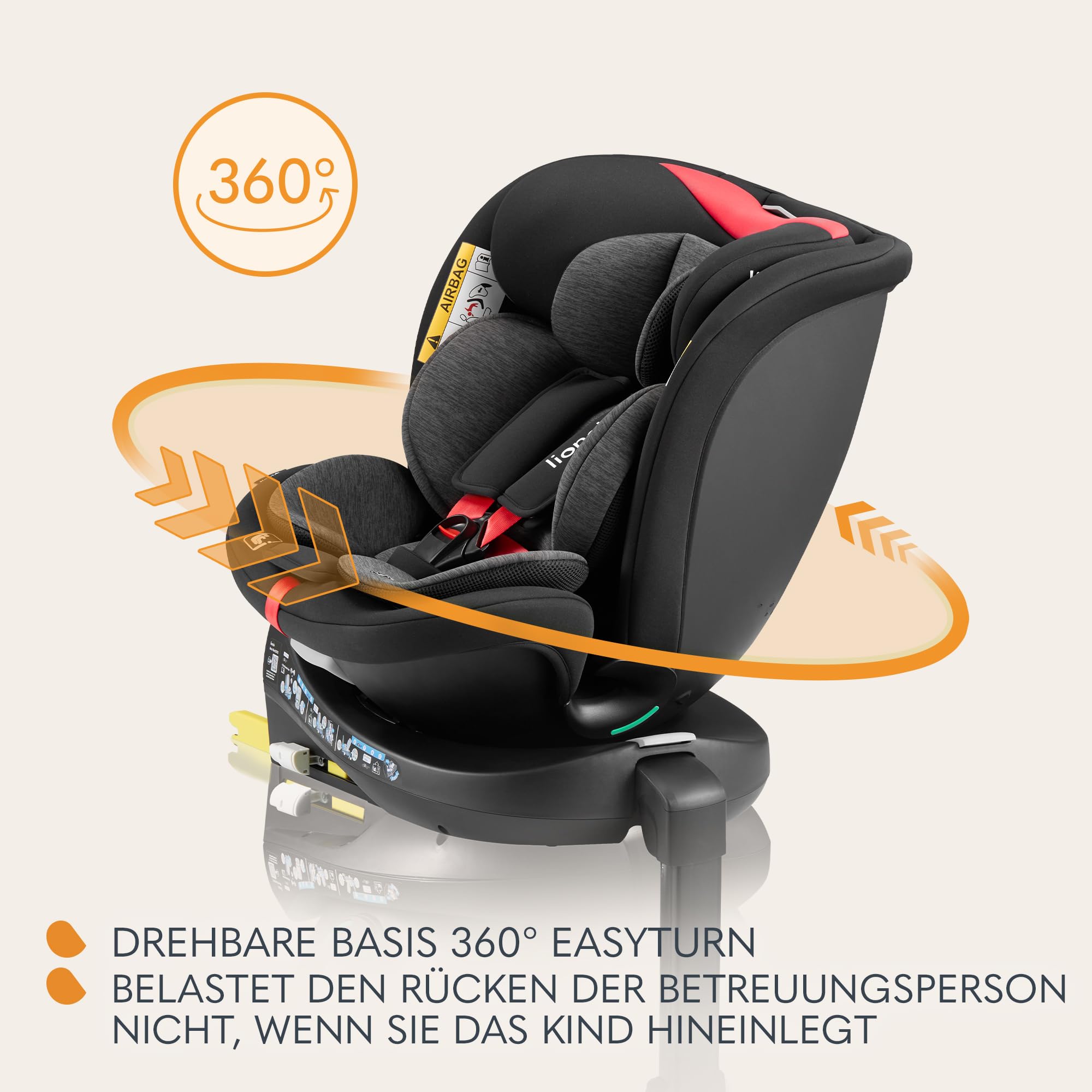 lionelo-navy-i-size-kindersitz-schwarz-rot-40-150-cm-360 image 6