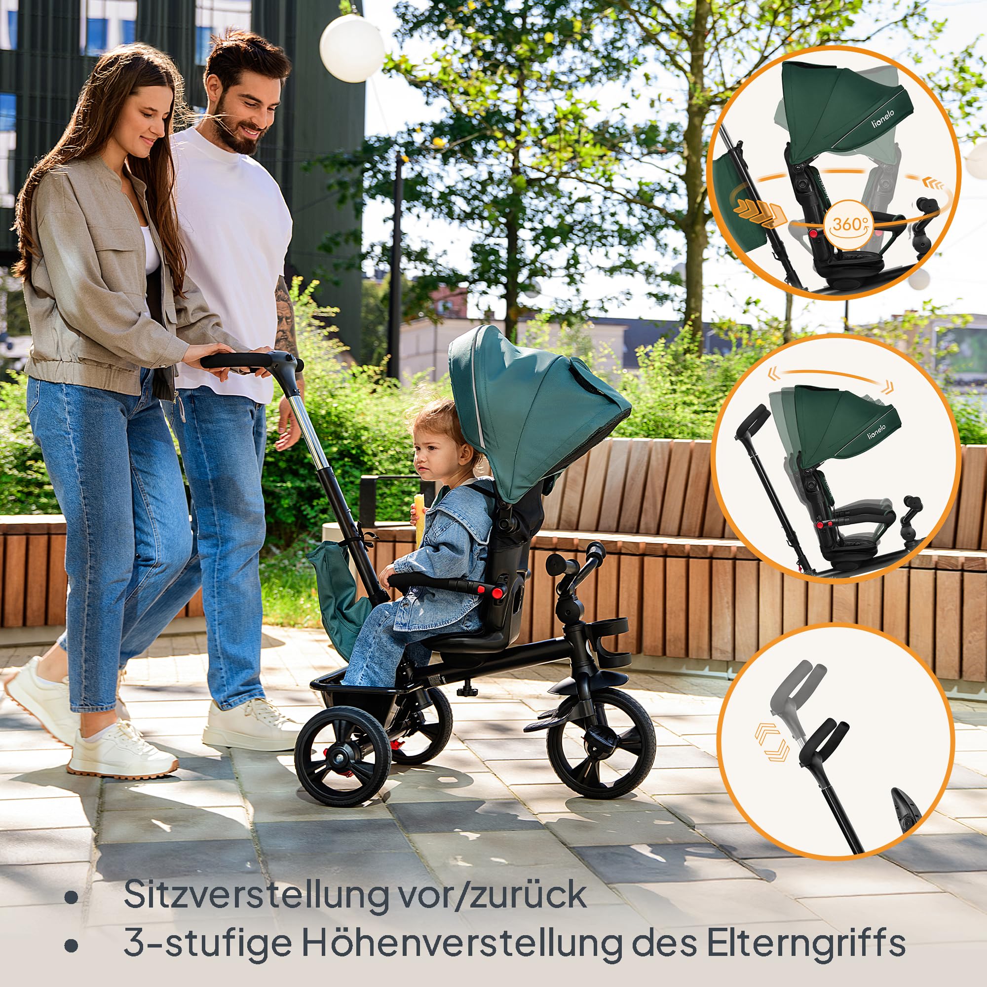 lionelo-haari-2in1-dreirad-smaragd-mit-schubstange image 2