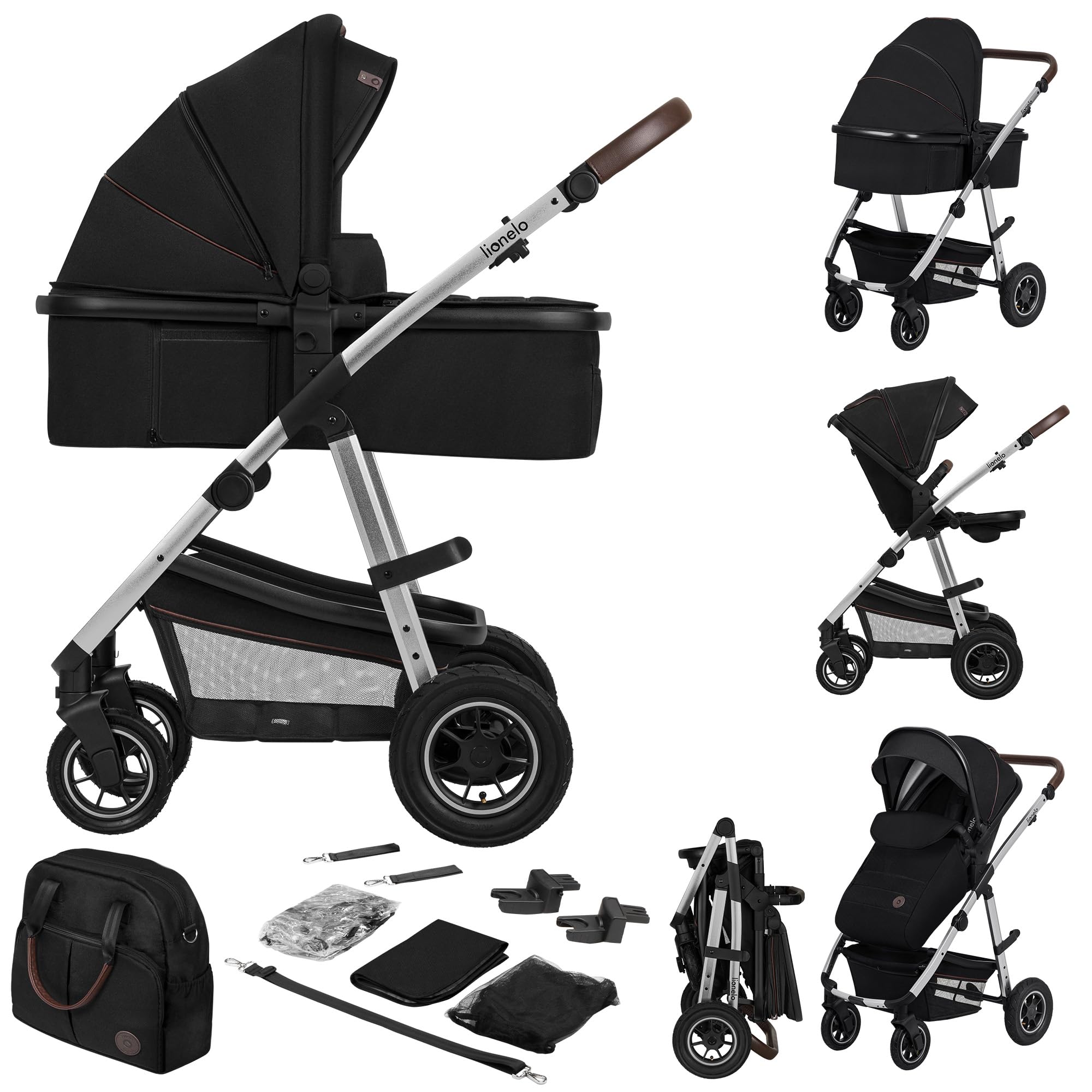 lionelo-amber-2-in-1-kombikinderwagen-schwarz-silber-bis-22-kg image 1