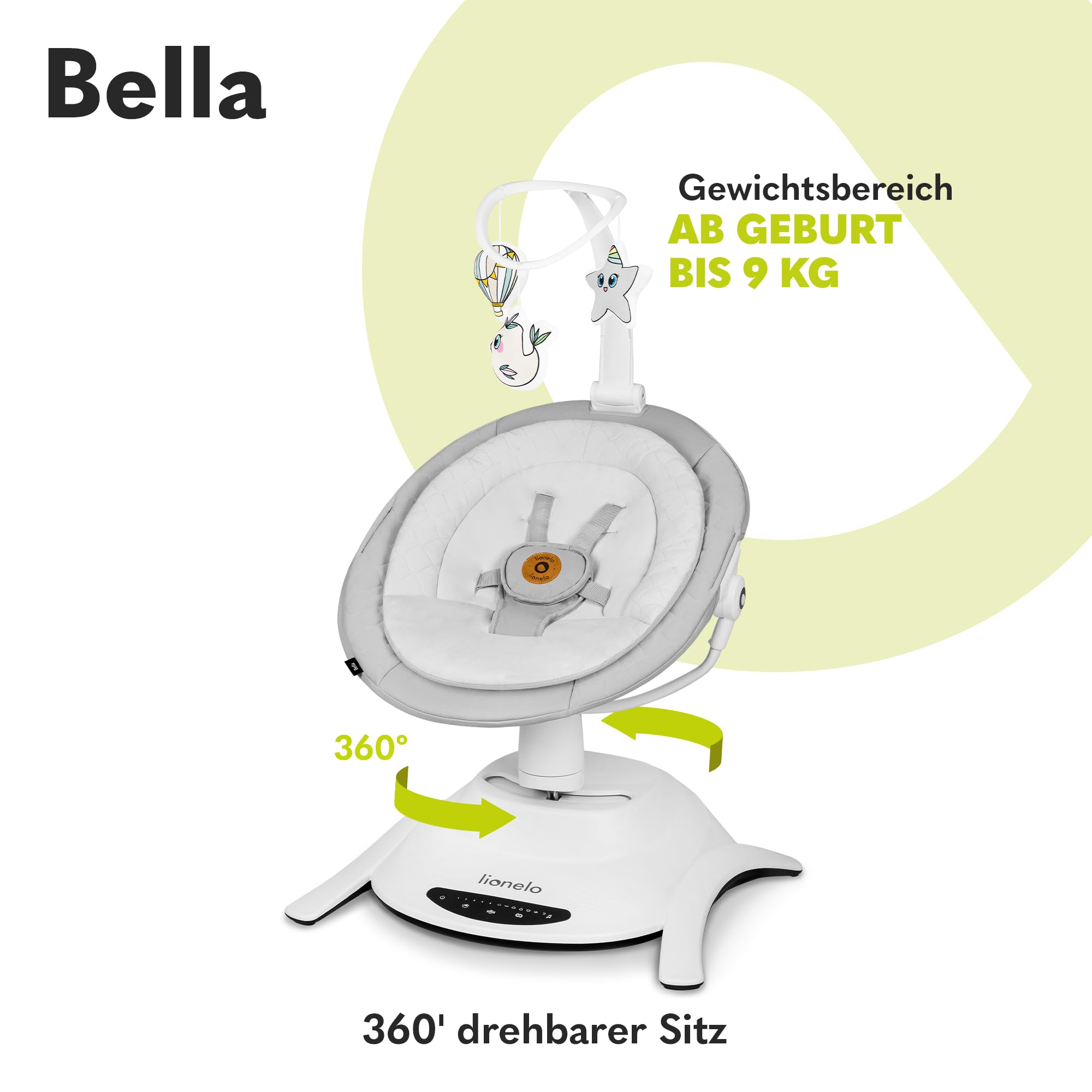 lionelo-bella-babywippe-360-hellgrau-mit-fernbedienung image 2