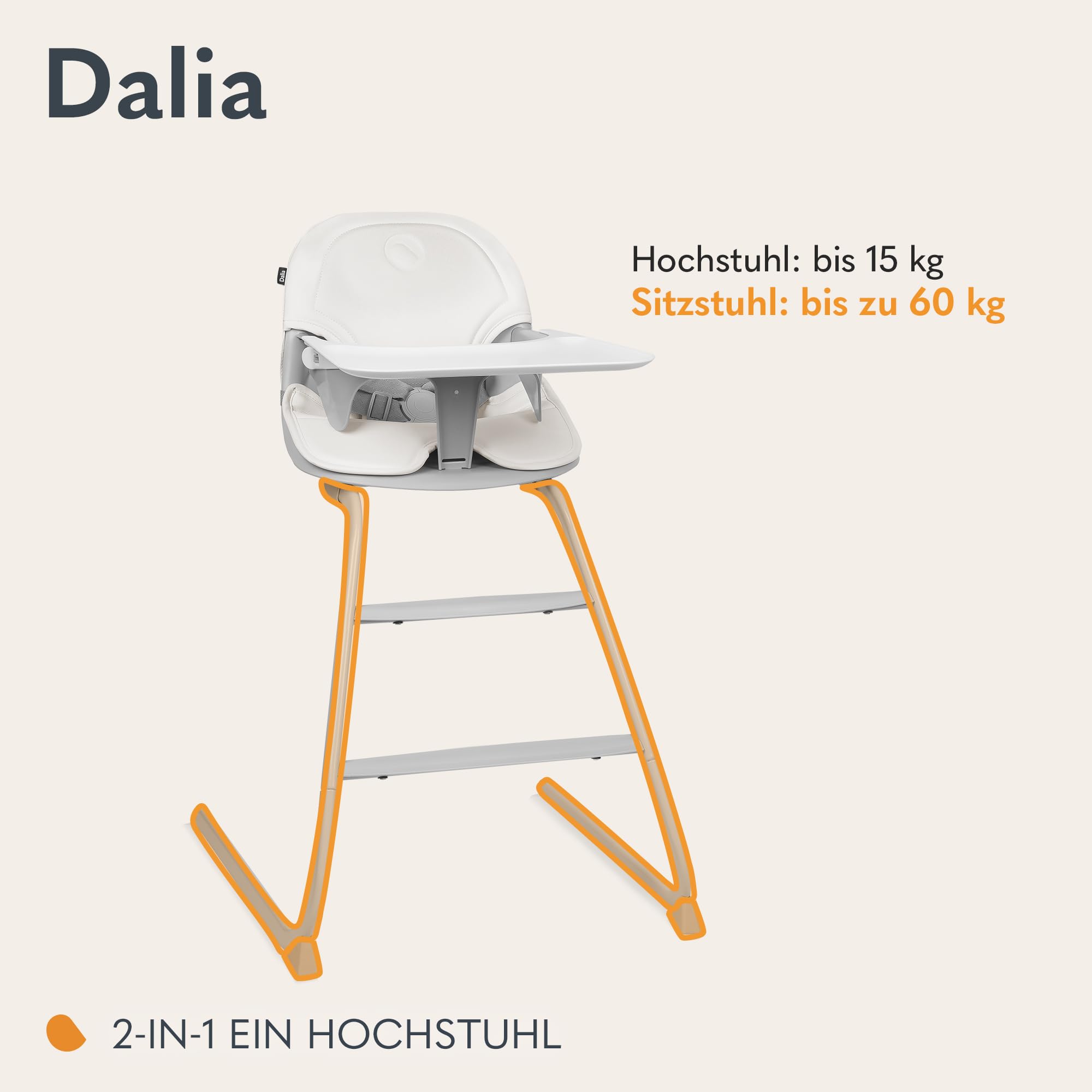 lionelo-dalia-babystuhl-grau-stein-2-in-1-mit-5-punkt-gurt image 2