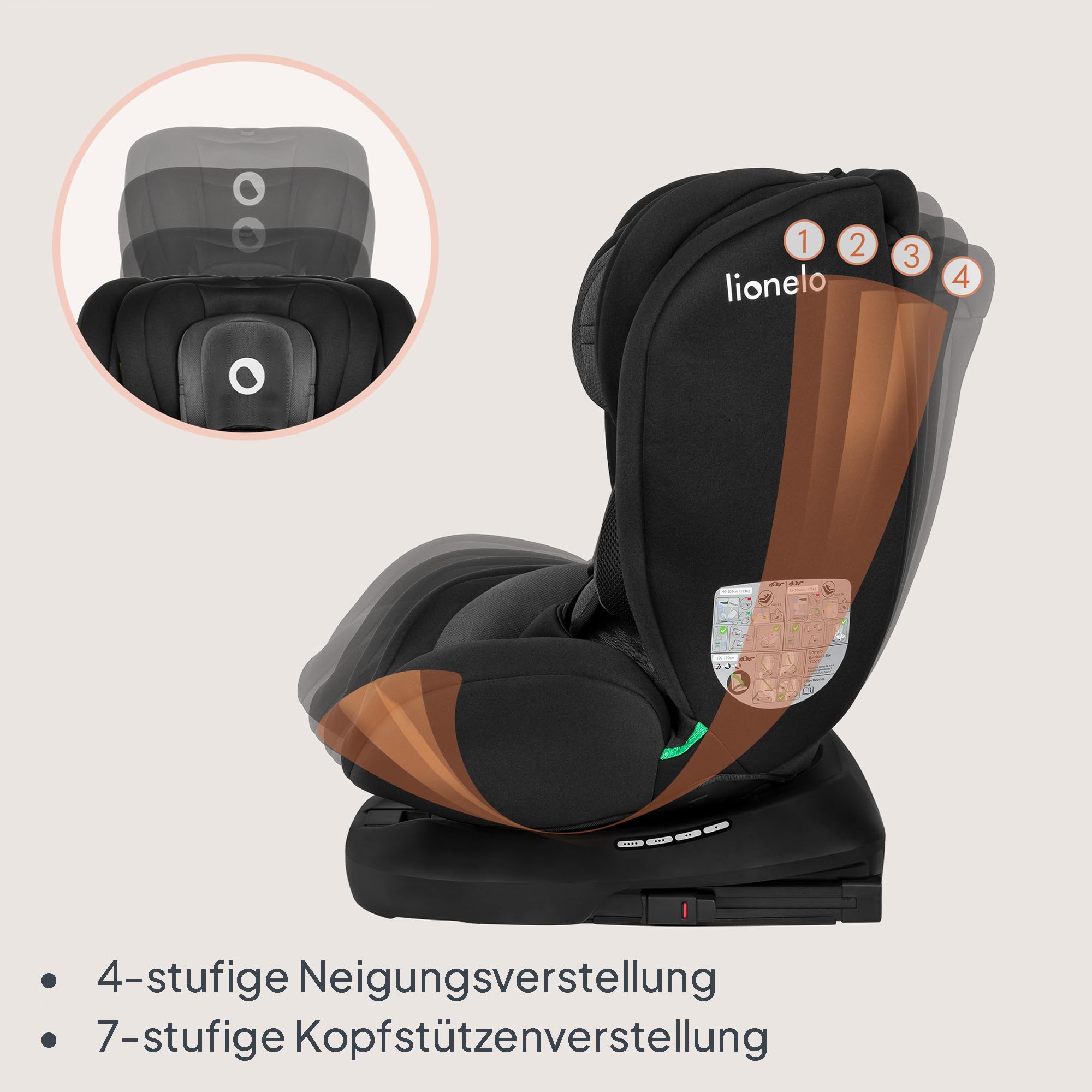 lionelo-bastiaan-i-size-kindersitz-schwarz-grau-360-isofix image 7