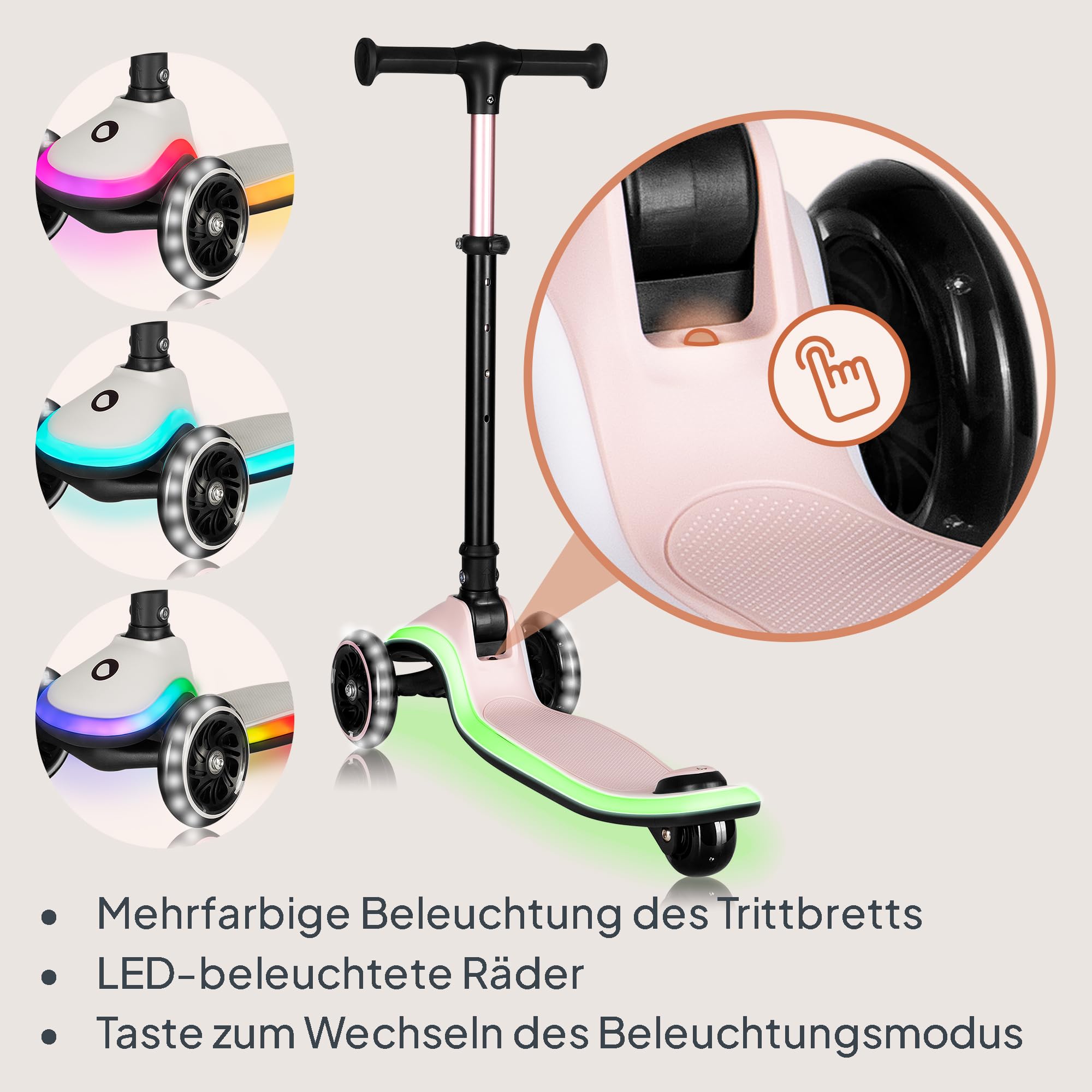 lionelo-mey-kinderroller-rosa-3-r-der-led-bis-50-kg image 3