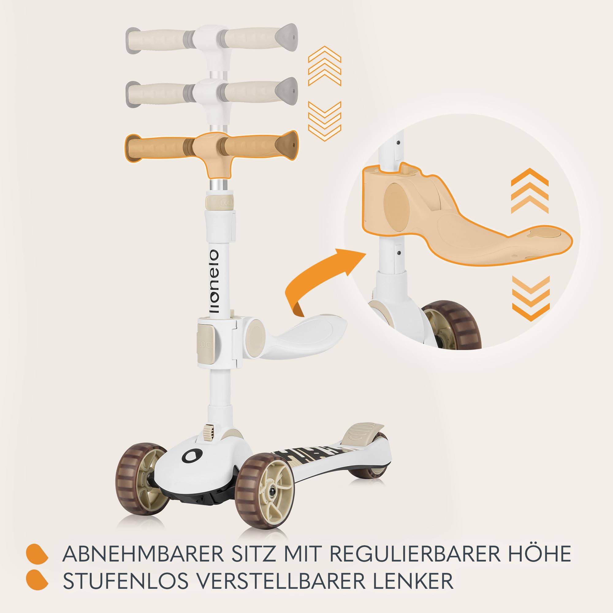 lionelo-franky-2-in-1-kinderroller-mit-sitz-beige-led image 3