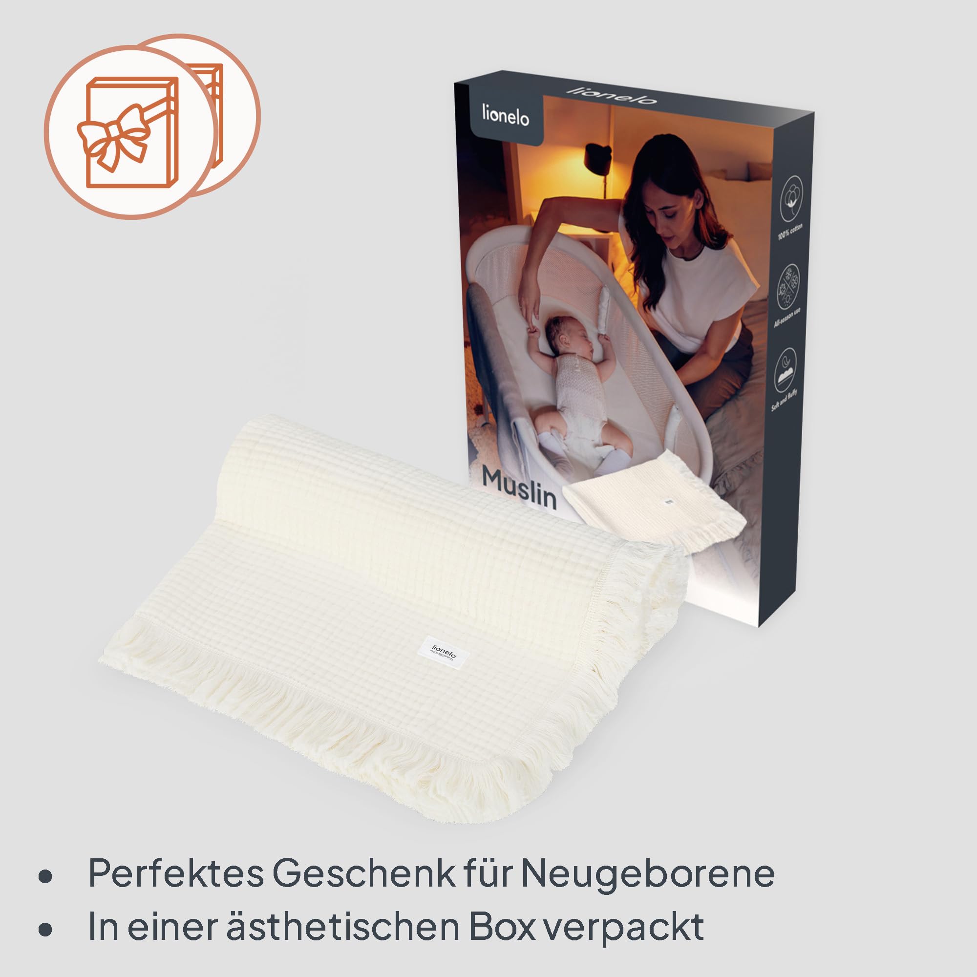 lionelo-berry-musselindecke-baby-70x100-cream-baumwolle image 7
