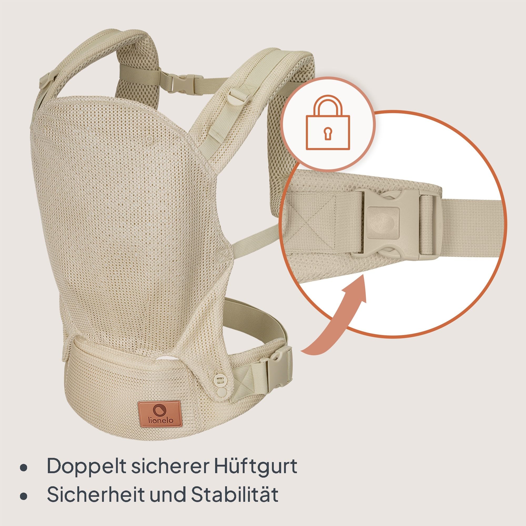 lionelo-margareet-air-babytrage-beige-mesh-bis-20-kg image 6