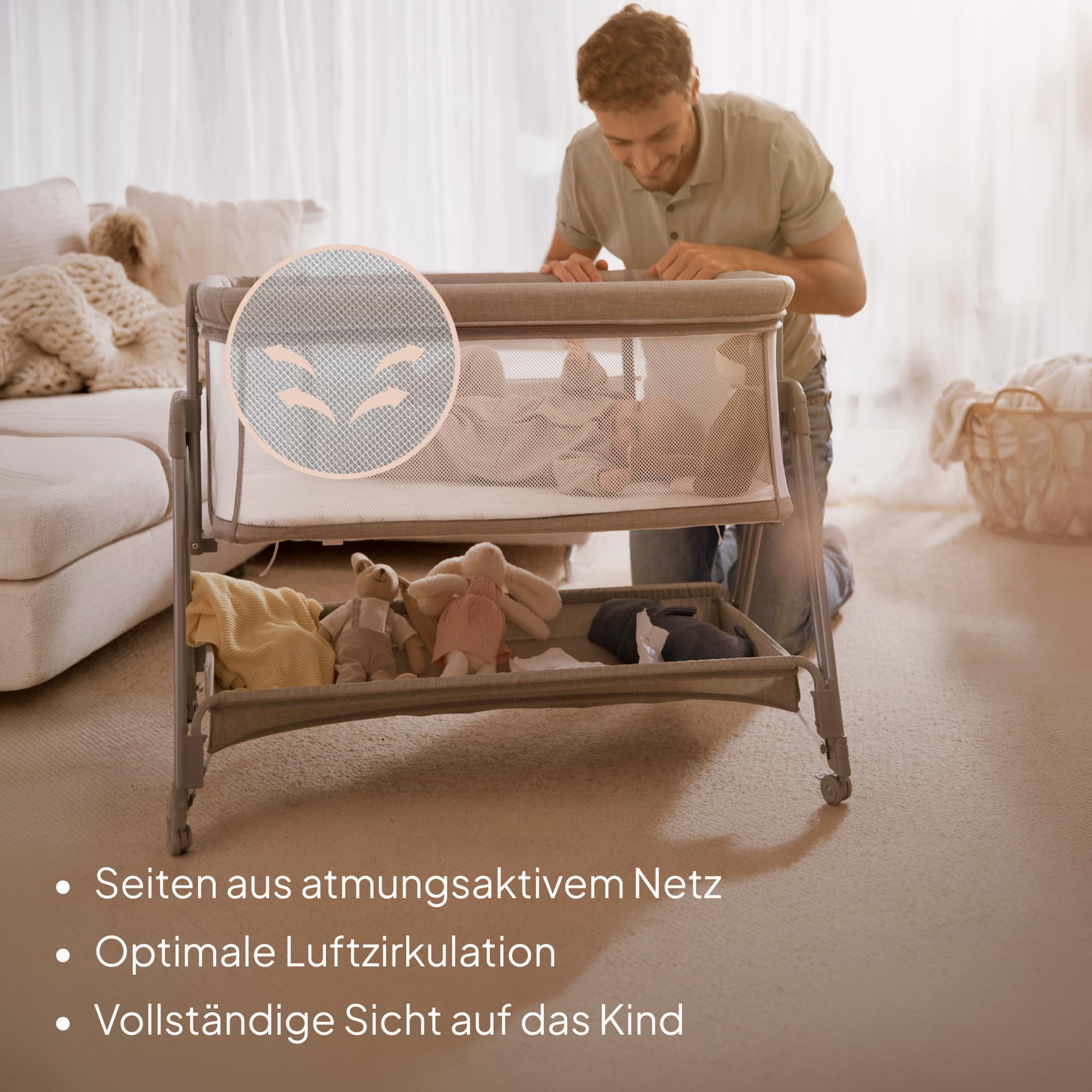 lionelo-luna-beistellbett-beige-mit-matratze-und-korb image 5