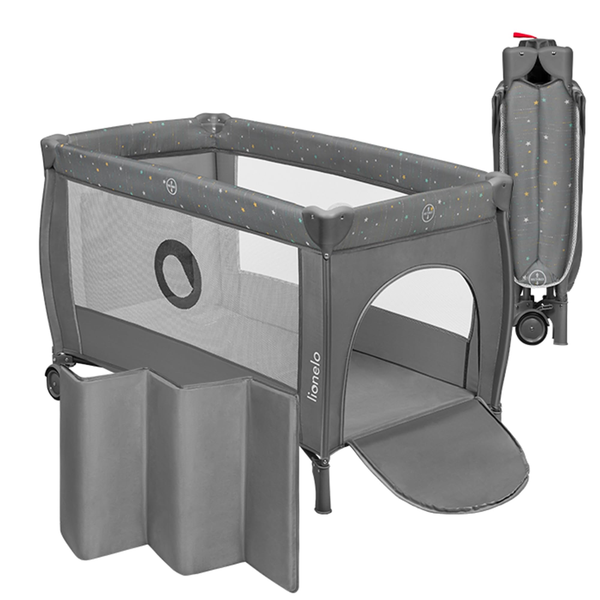 lionelo-stefi-plus-reisebett-bis-15-kg-grau-mit-matratze image 1