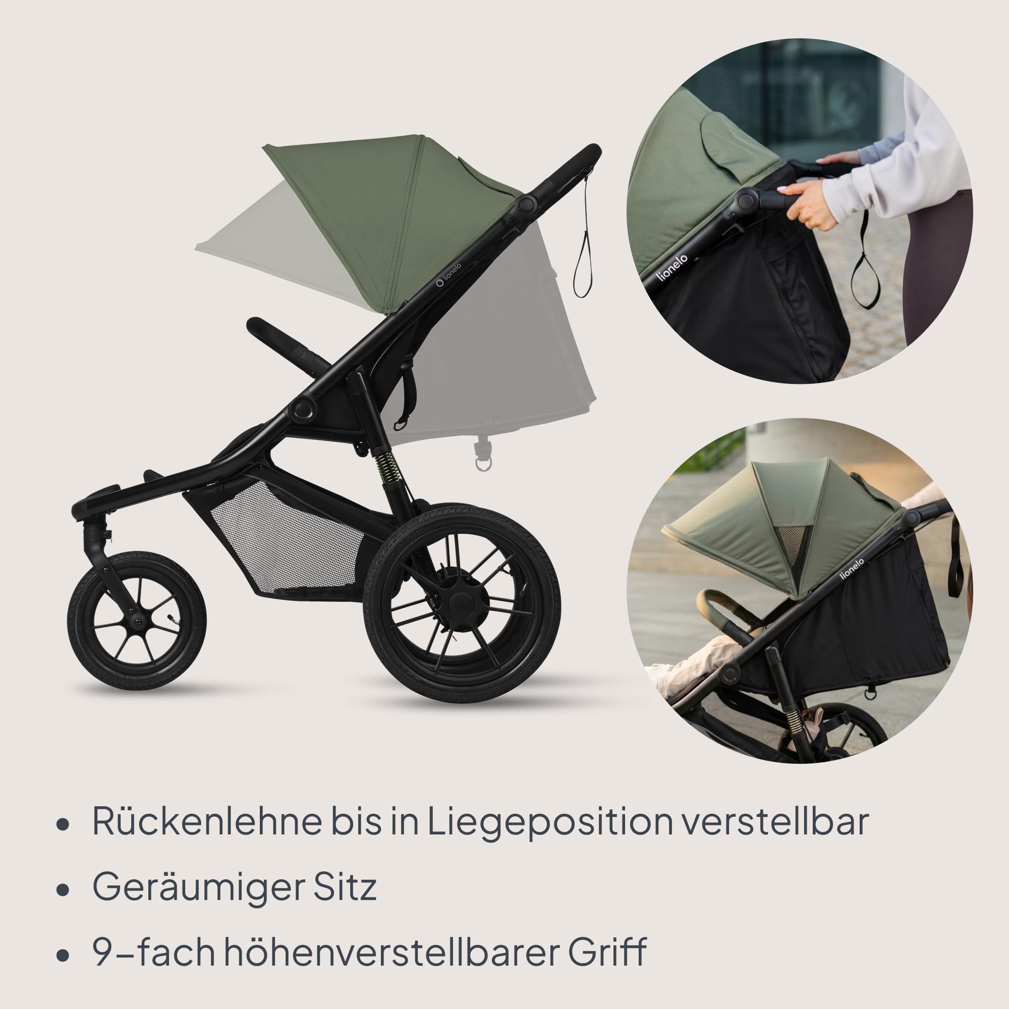 lionelo-azura-jogging-buggy-gr-n-mit-luftreifen image 8
