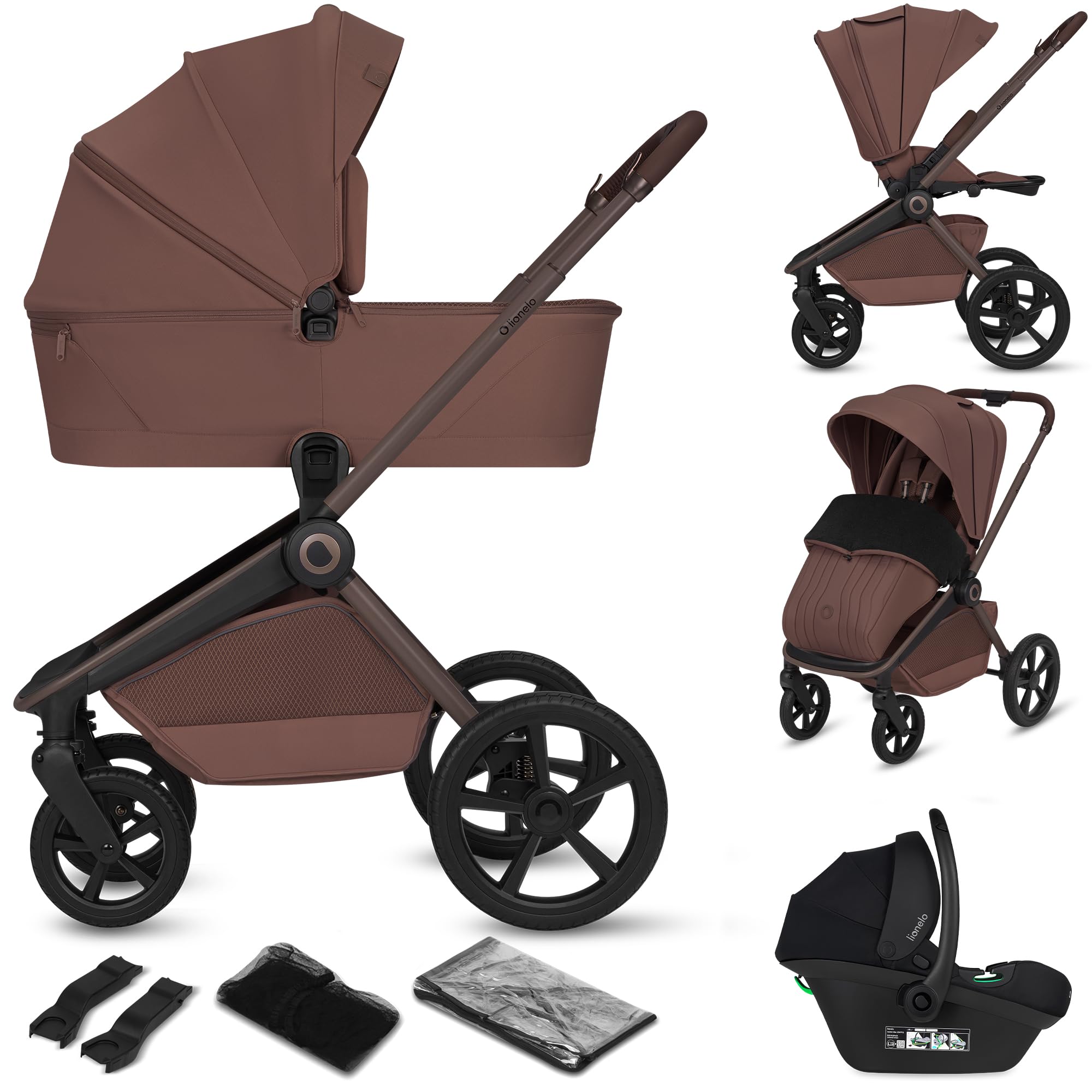 lionelo-freya-3-in-1-kombikinderwagen-braun-mit-babyschale image 1