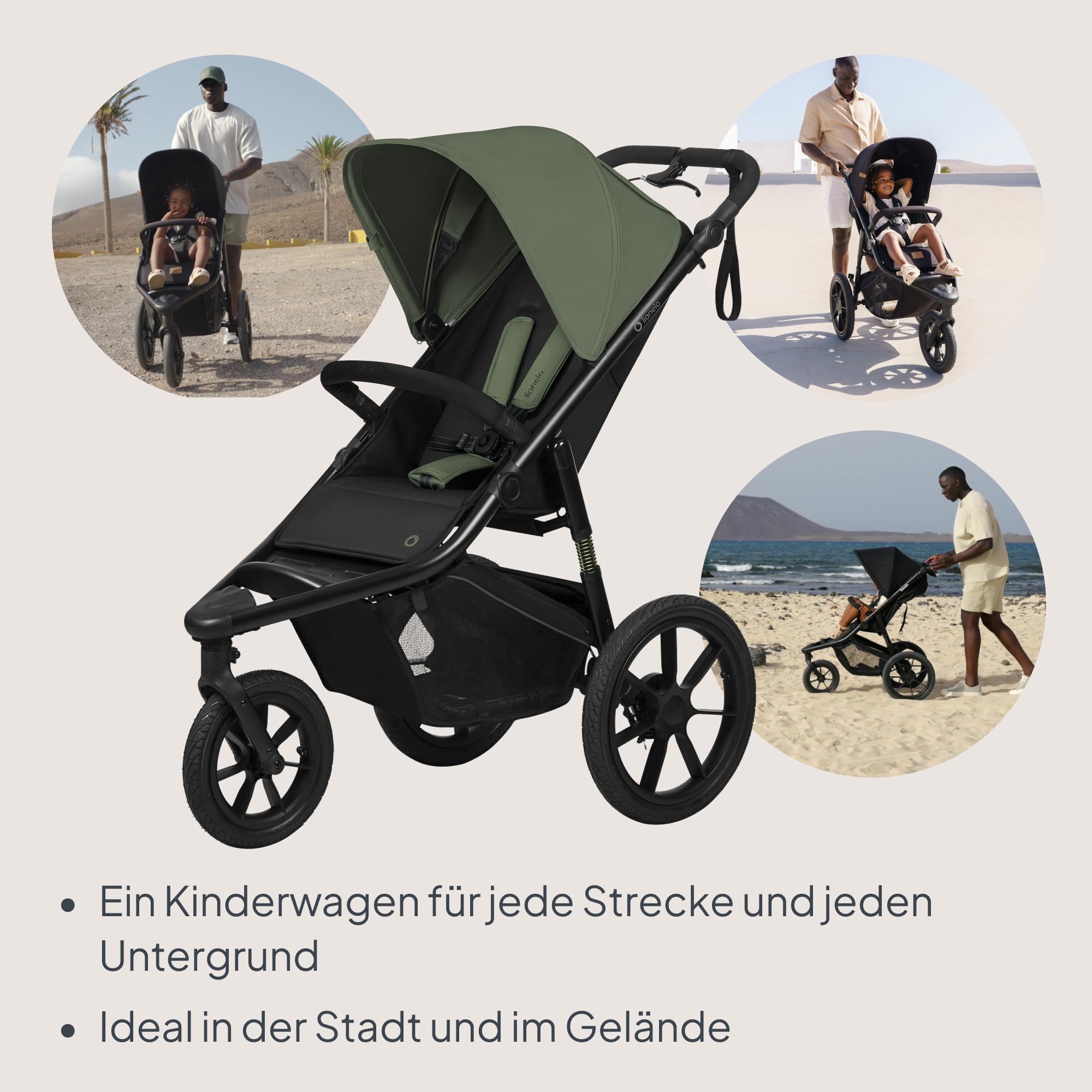 lionelo-azura-jogging-buggy-gr-n-mit-luftreifen image 2