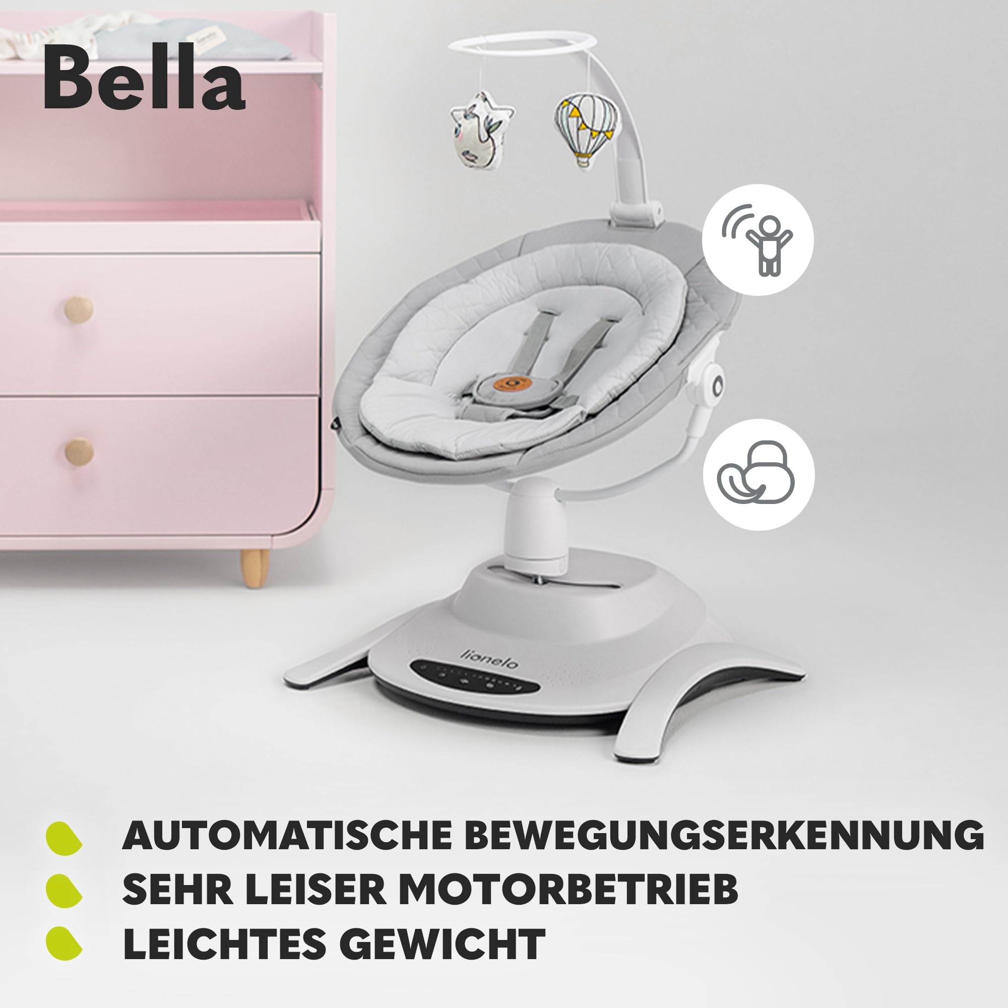 lionelo-bella-babywippe-360-hellgrau-mit-fernbedienung image 4