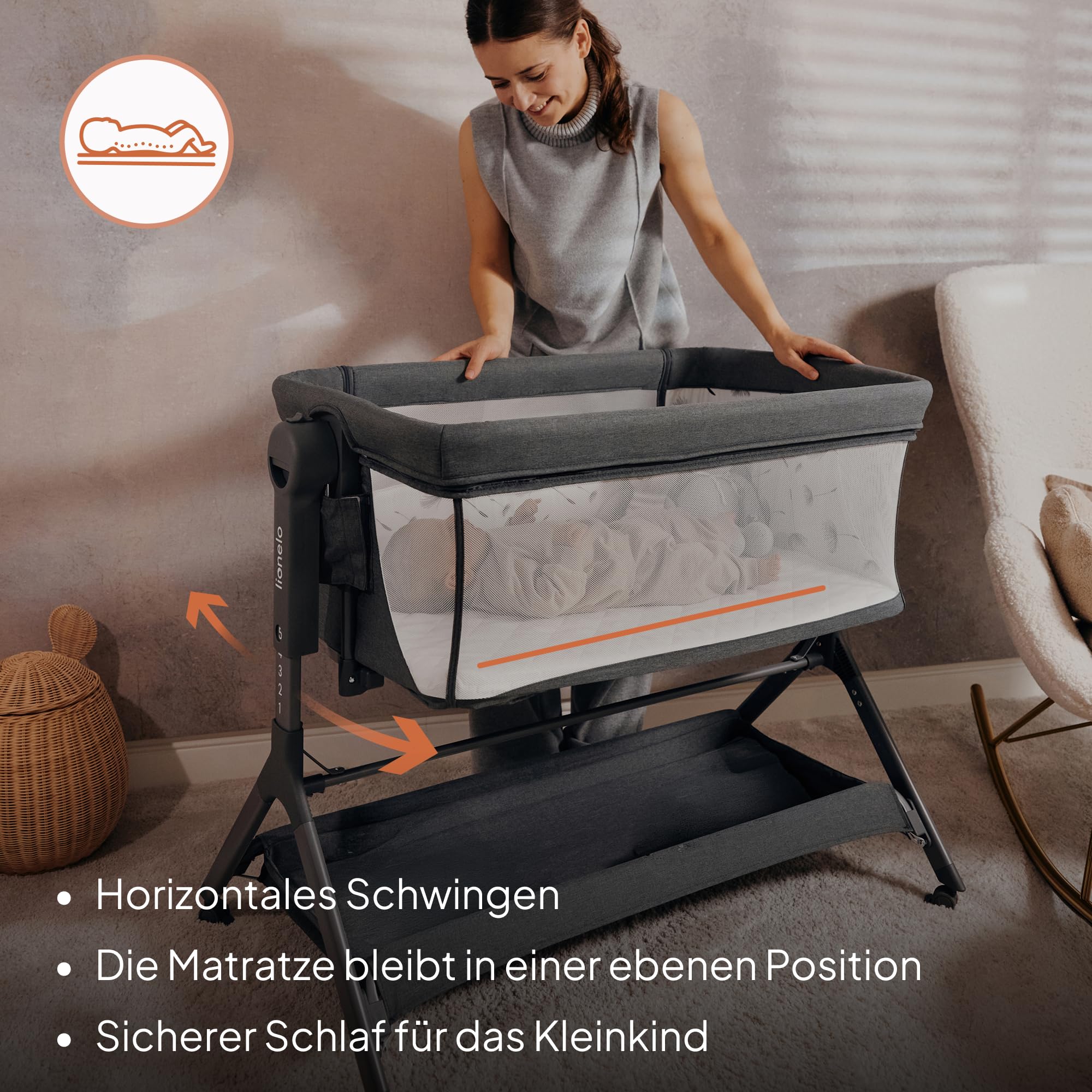 lionelo-leonie-plus-beistellbett-3-in-1-grau-plus image 2