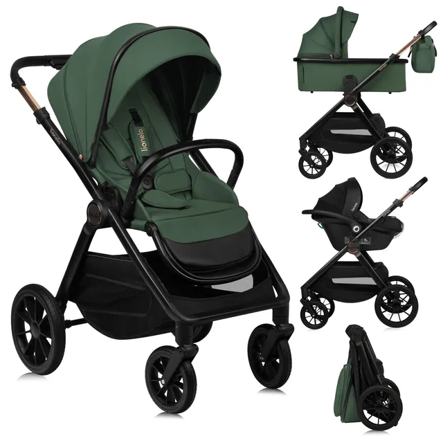 lionelo-layla-3in1-kinderwagen-gr-n-mit-babyschale image 1