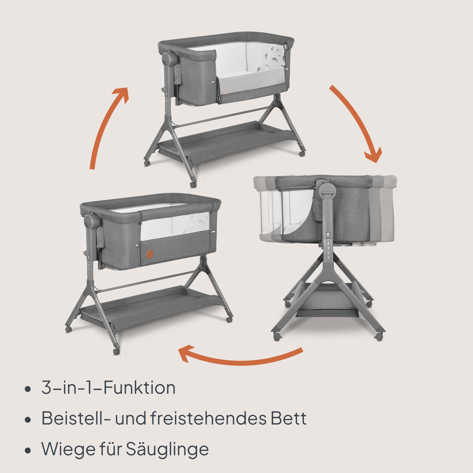 lionelo-leonie-plus-beistellbett-3-in-1-grau-plus image 3