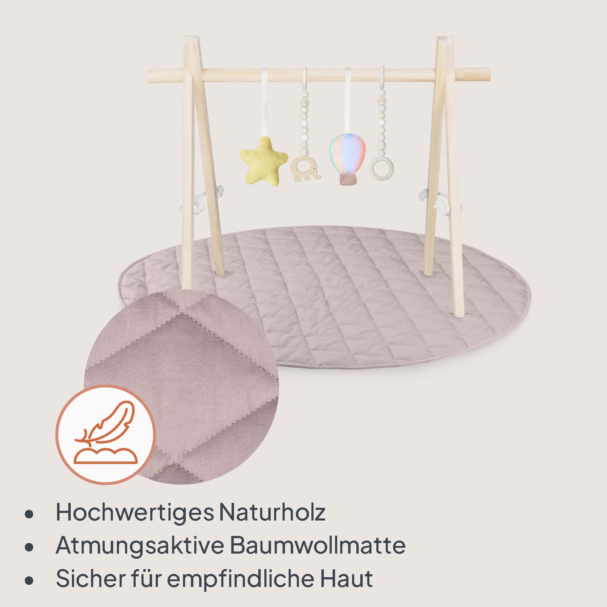 lionelo-anis-set-spielbogen-ros-taupe-mit-decke image 3