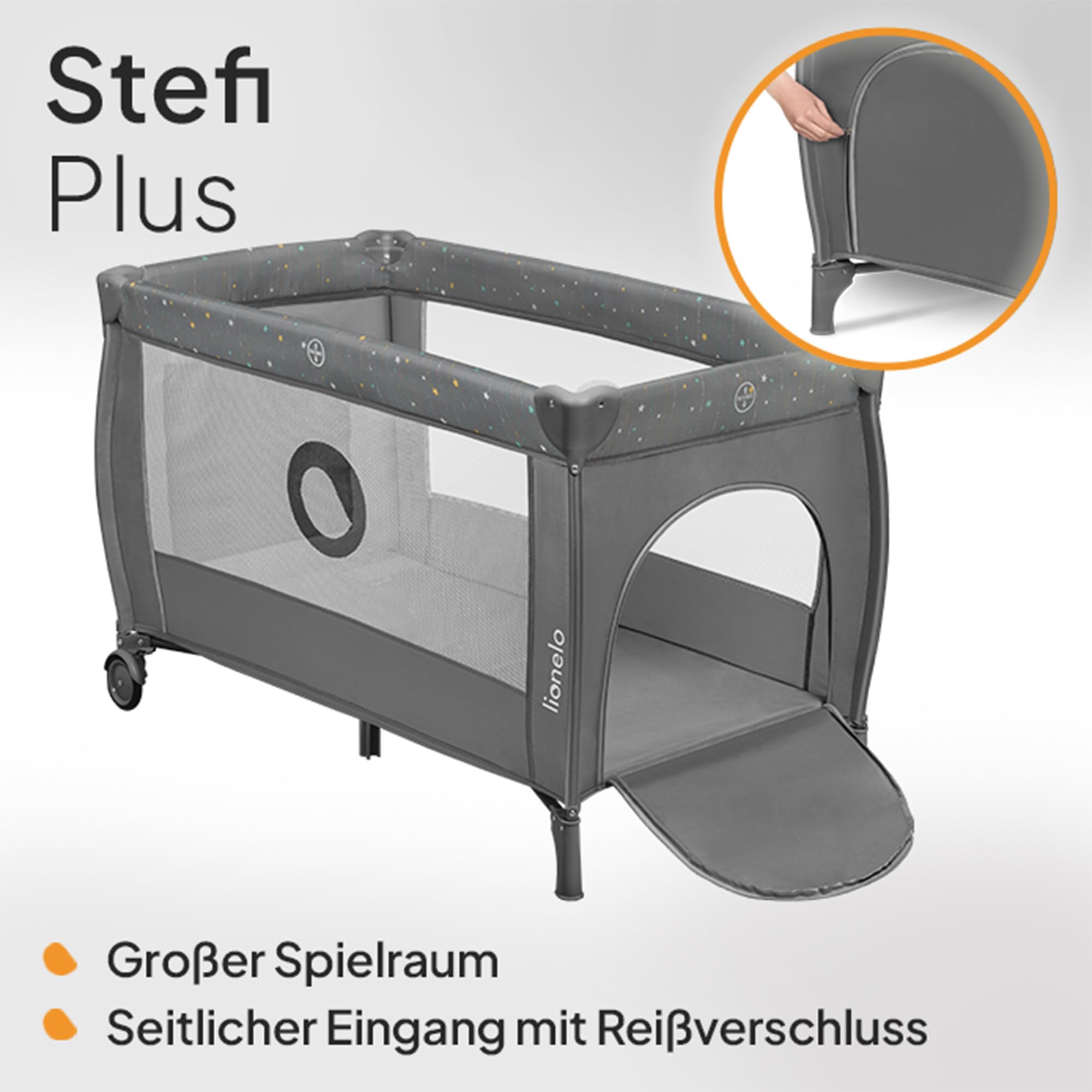 lionelo-stefi-plus-reisebett-bis-15-kg-grau-mit-matratze image 8