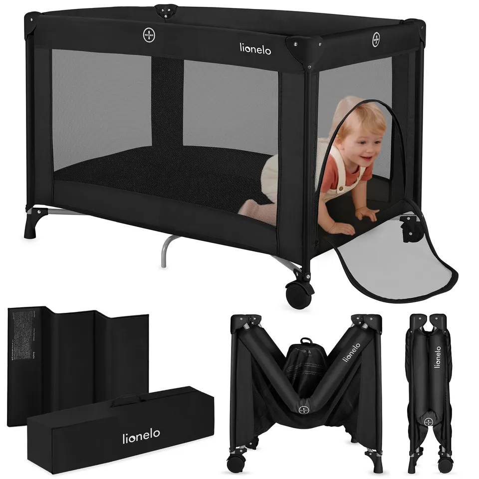 lionelo-sven-amelie-reisebett-schwarz-klein-faltbar-bis-15-kg image 1