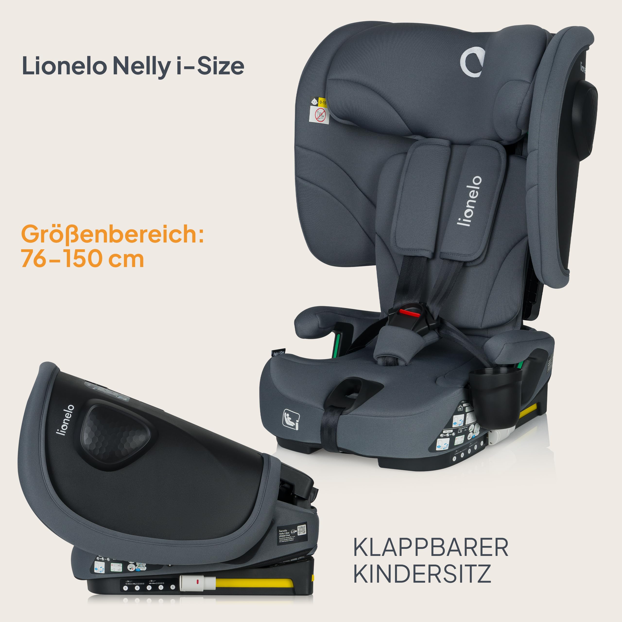 lionelo-nelly-i-size-kindersitz-grau-graphit-76-150-cm image 2