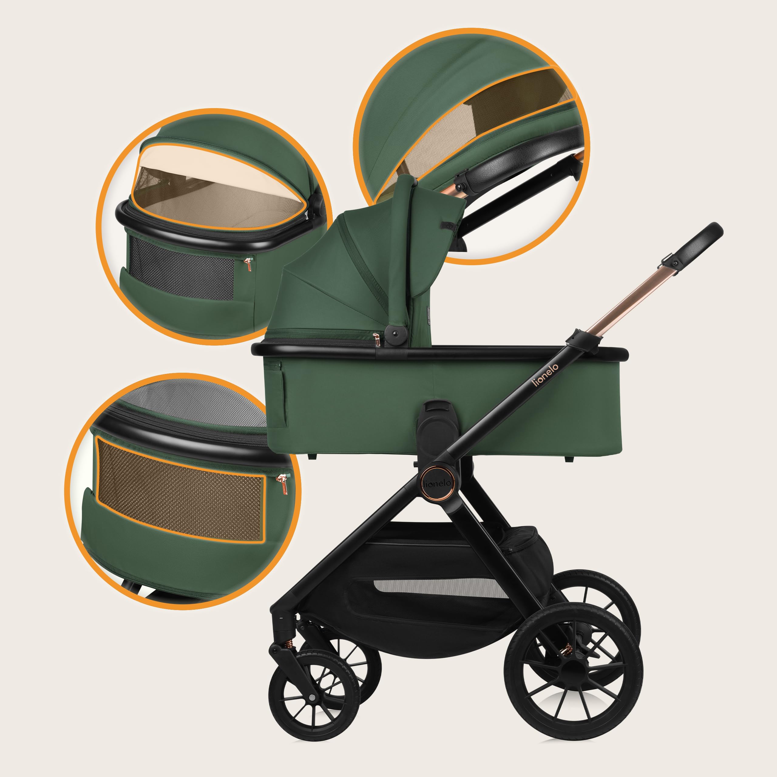 lionelo-layla-3in1-kinderwagen-gr-n-mit-babyschale image 7