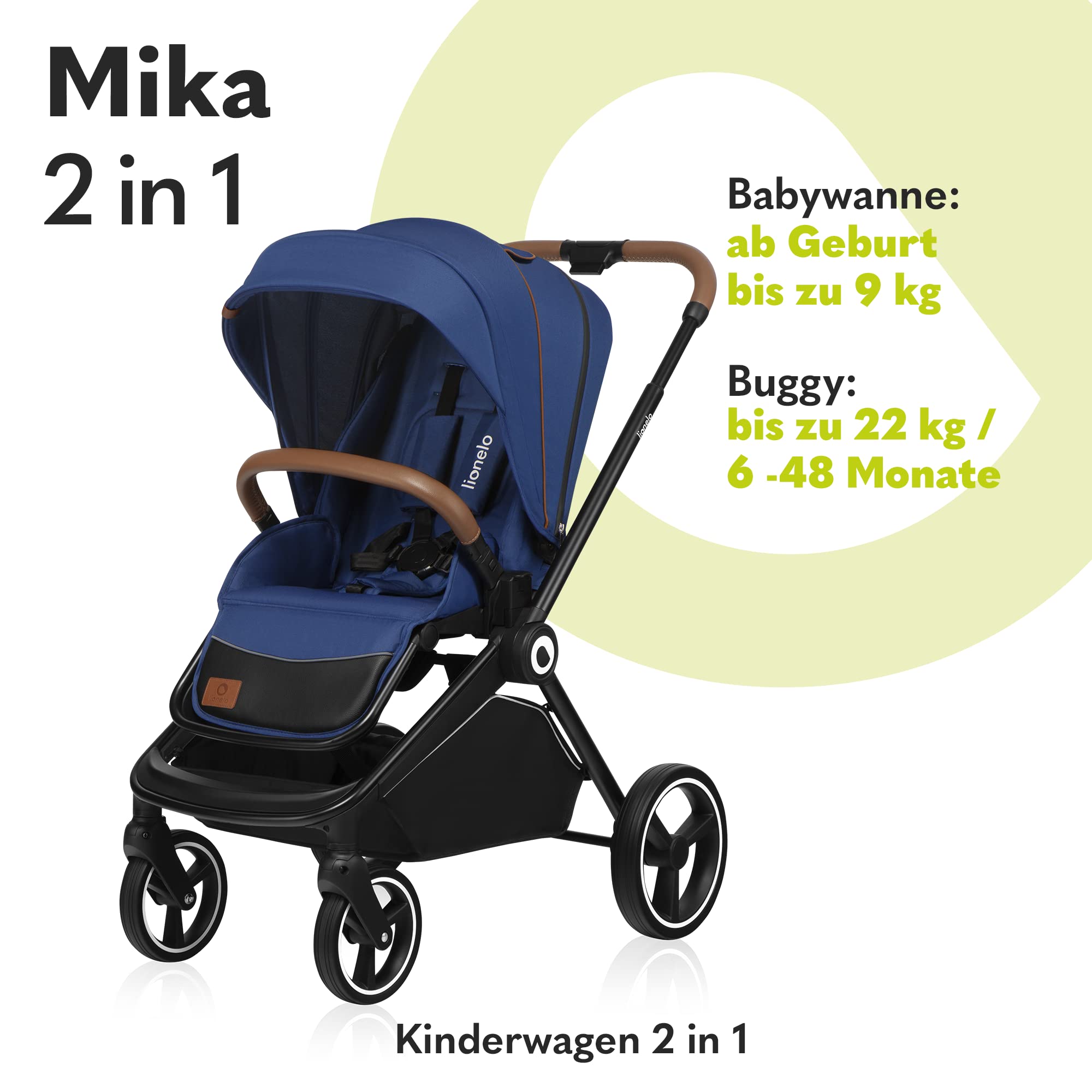 lionelo-mika-2in1-kombikinderwagen-babywanne-liegefunktion image 2