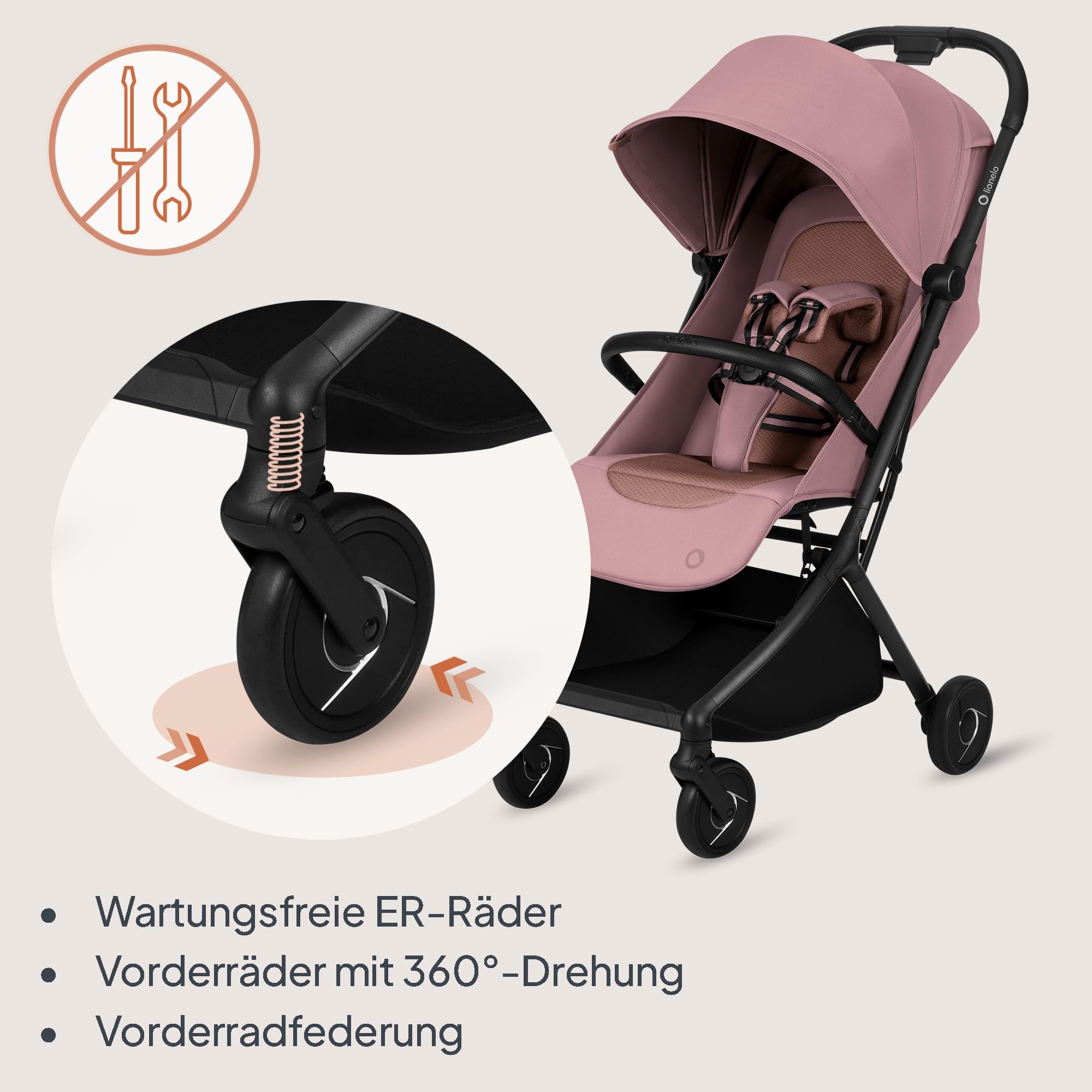 lionelo-sia-reisebuggy-rosa-faltbar-liegeposition-22-kg image 5