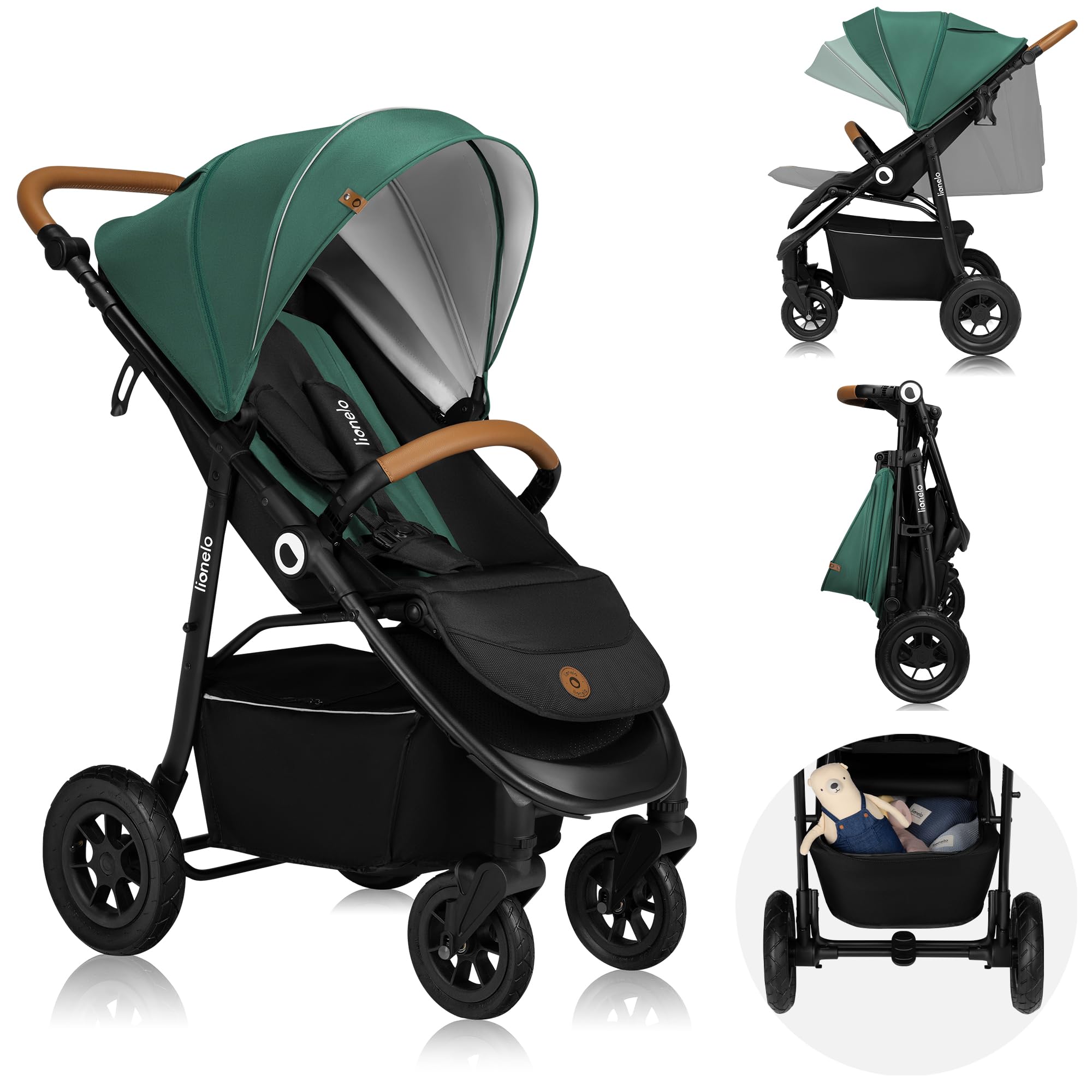lionelo-natt-buggy-gr-n-mit-luftreifen-bis-22-kg image 1