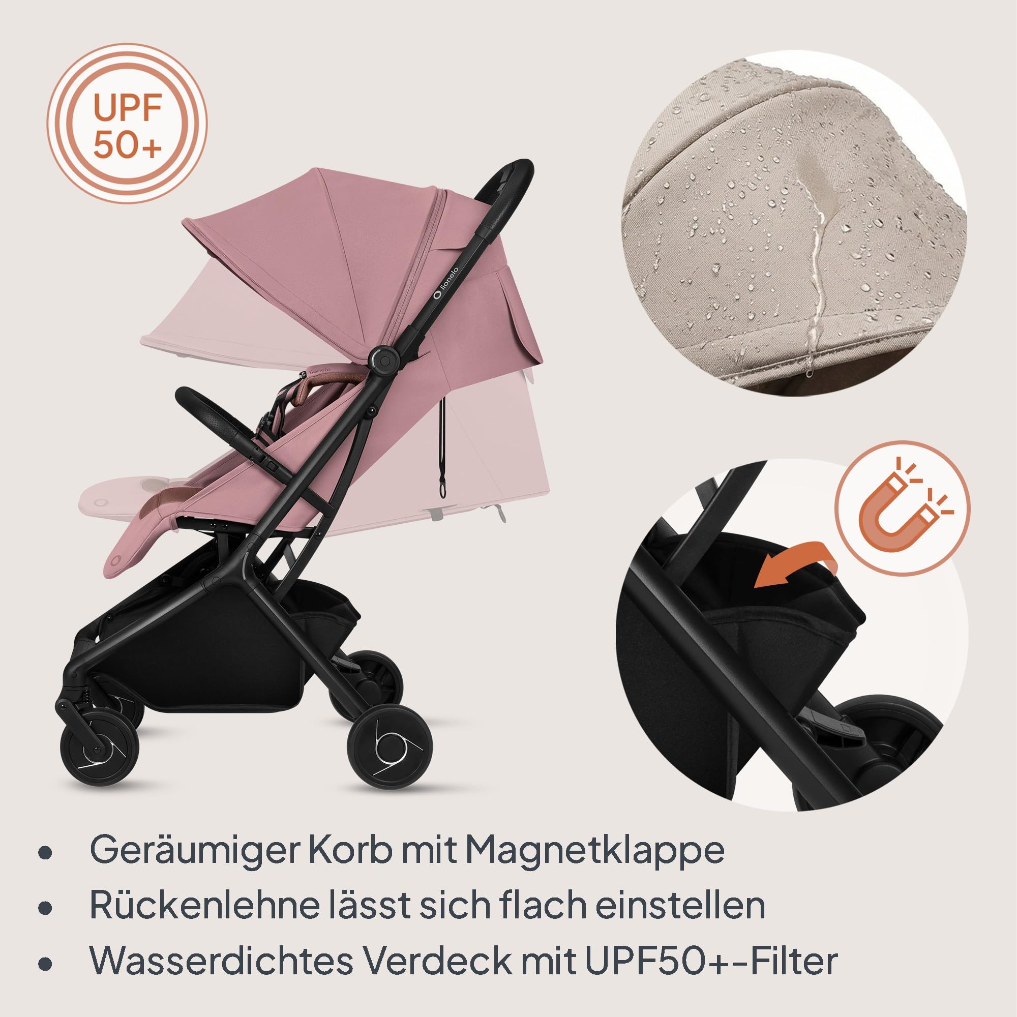 lionelo-sia-reisebuggy-rosa-faltbar-liegeposition-22-kg image 8