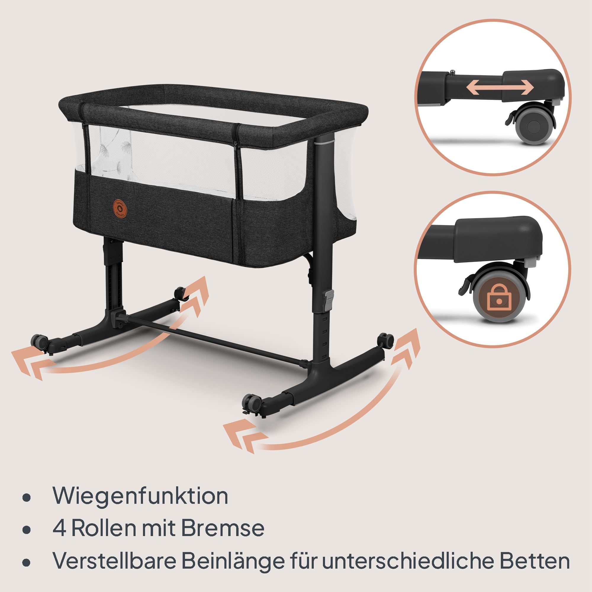 lionelo-leonie-aurora-beistellbett-graphit-3-in-1-mit-matratze image 5