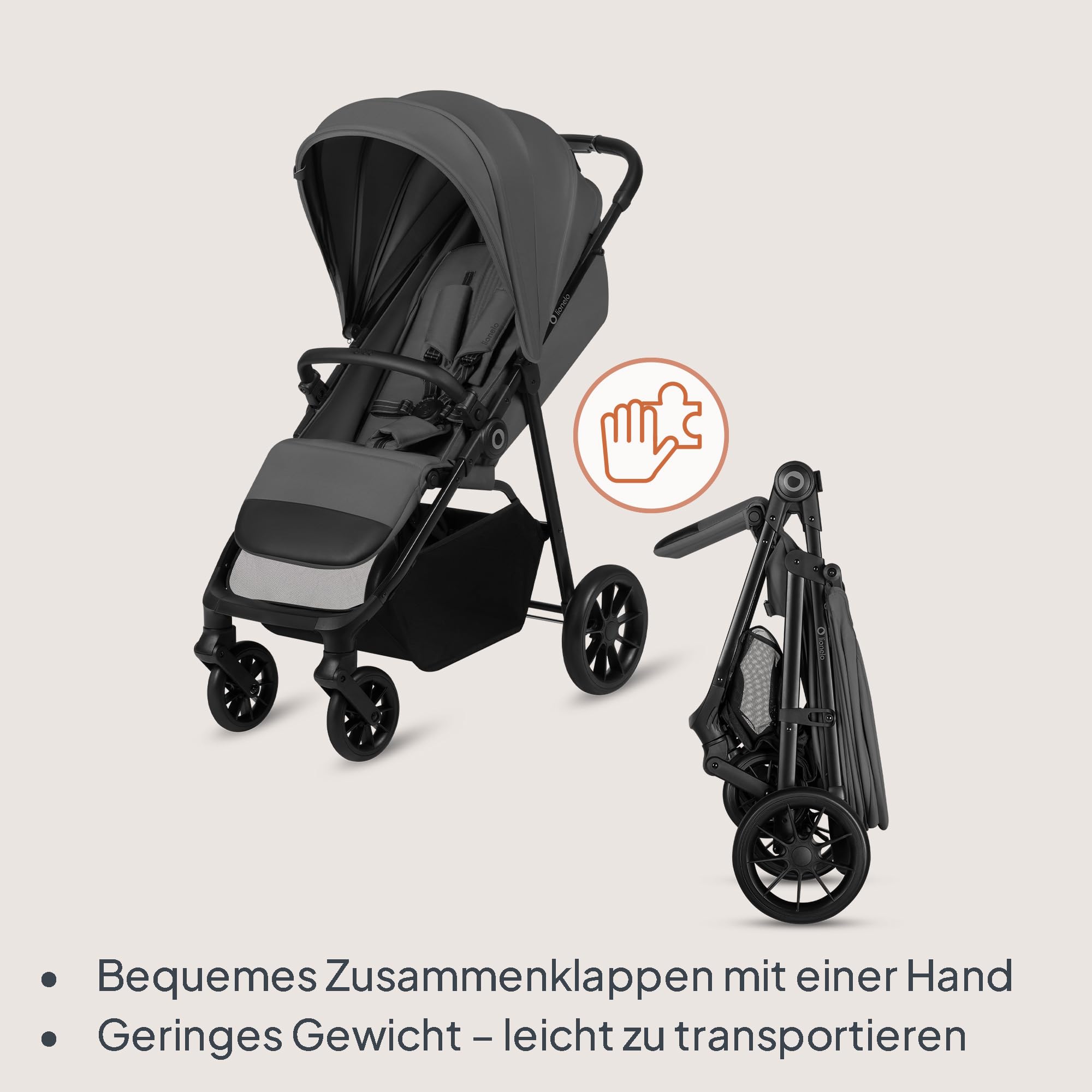 lionelo-elia-buggy-bis-22-kg-liegeposition-grau image 3