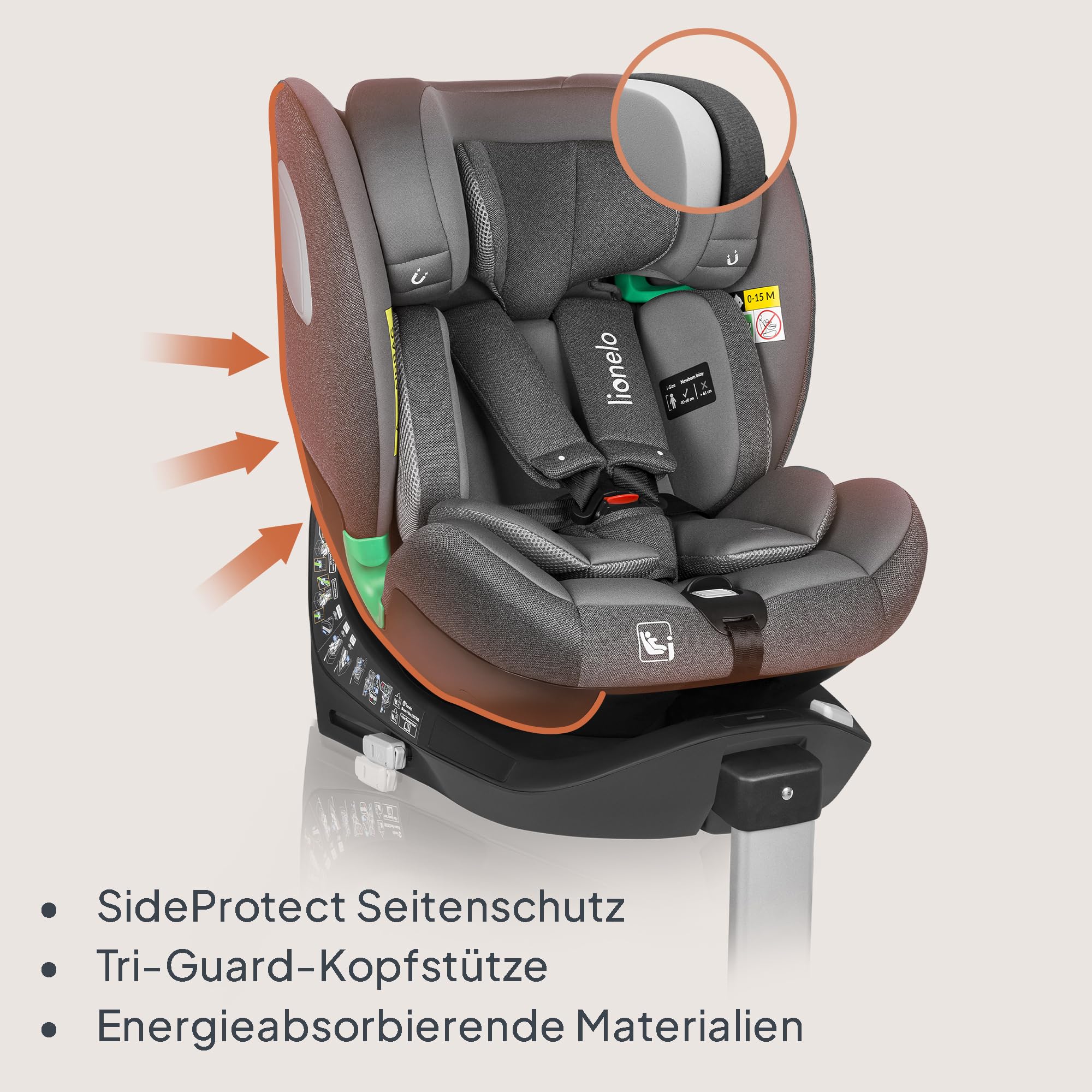 lionelo-braam-i-size-kindersitz-grau-0-36-kg-drehbar image 7