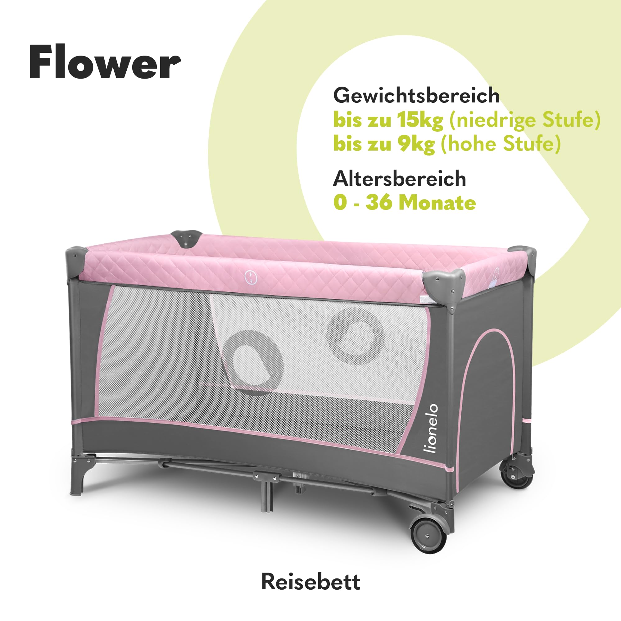 lionelo-sven-flower-reisebett-flamingo-mit-wickeltisch image 2