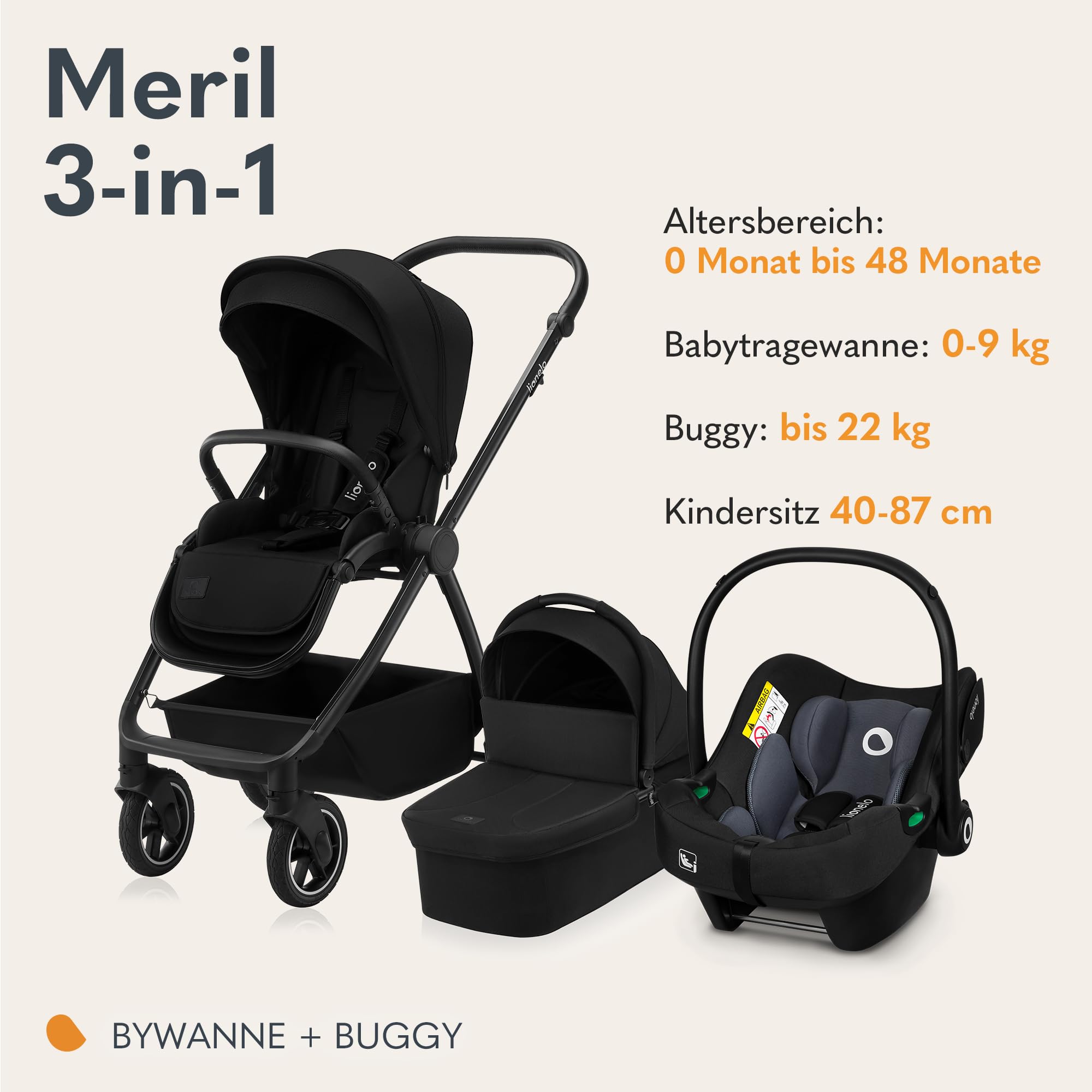 lionelo-meril-3-in-1-kinderwagen-schwarz-mit-babyschale image 2