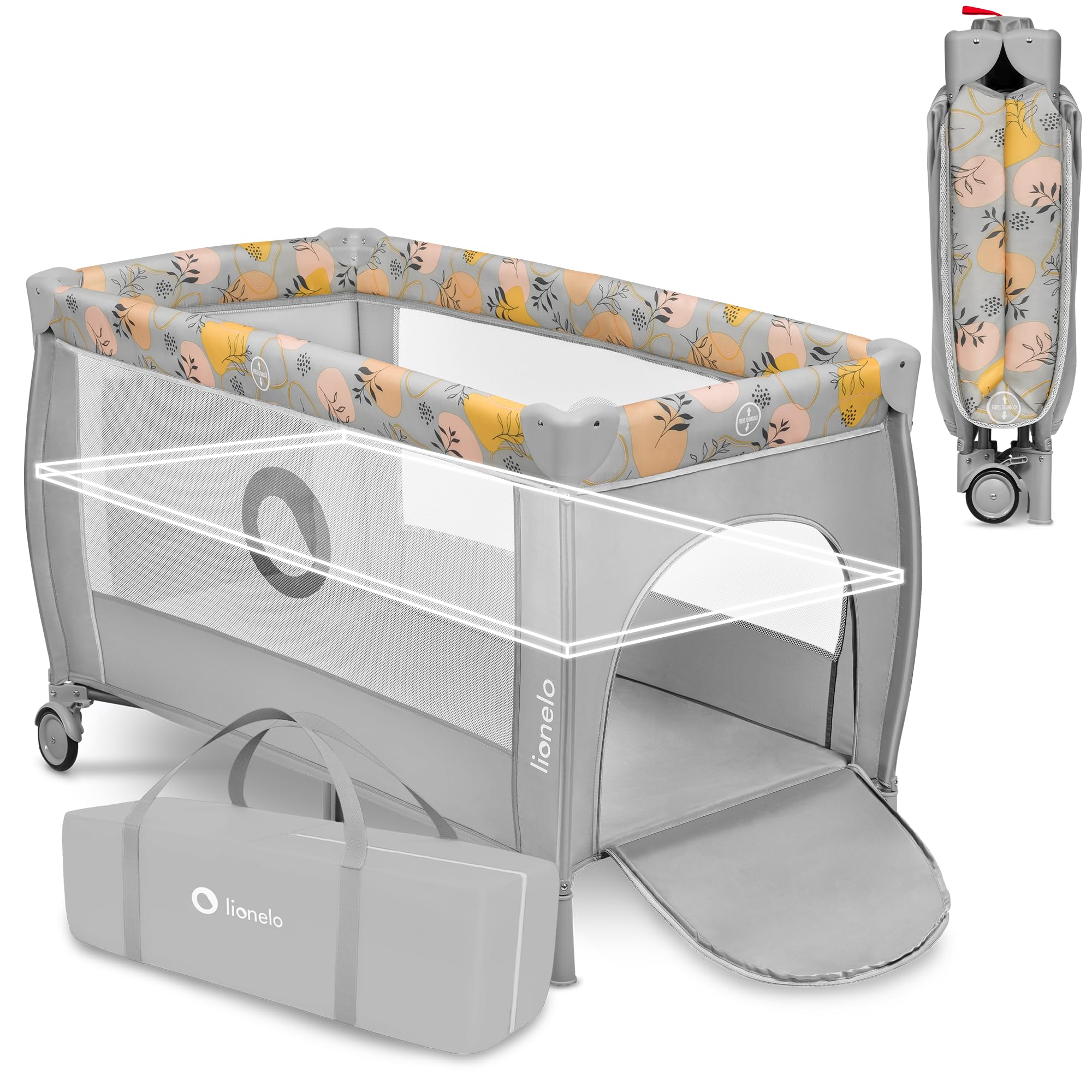 lionelo-stefi-plus-reisebett-wei-grau-2-in-1-mit-matratze image 3