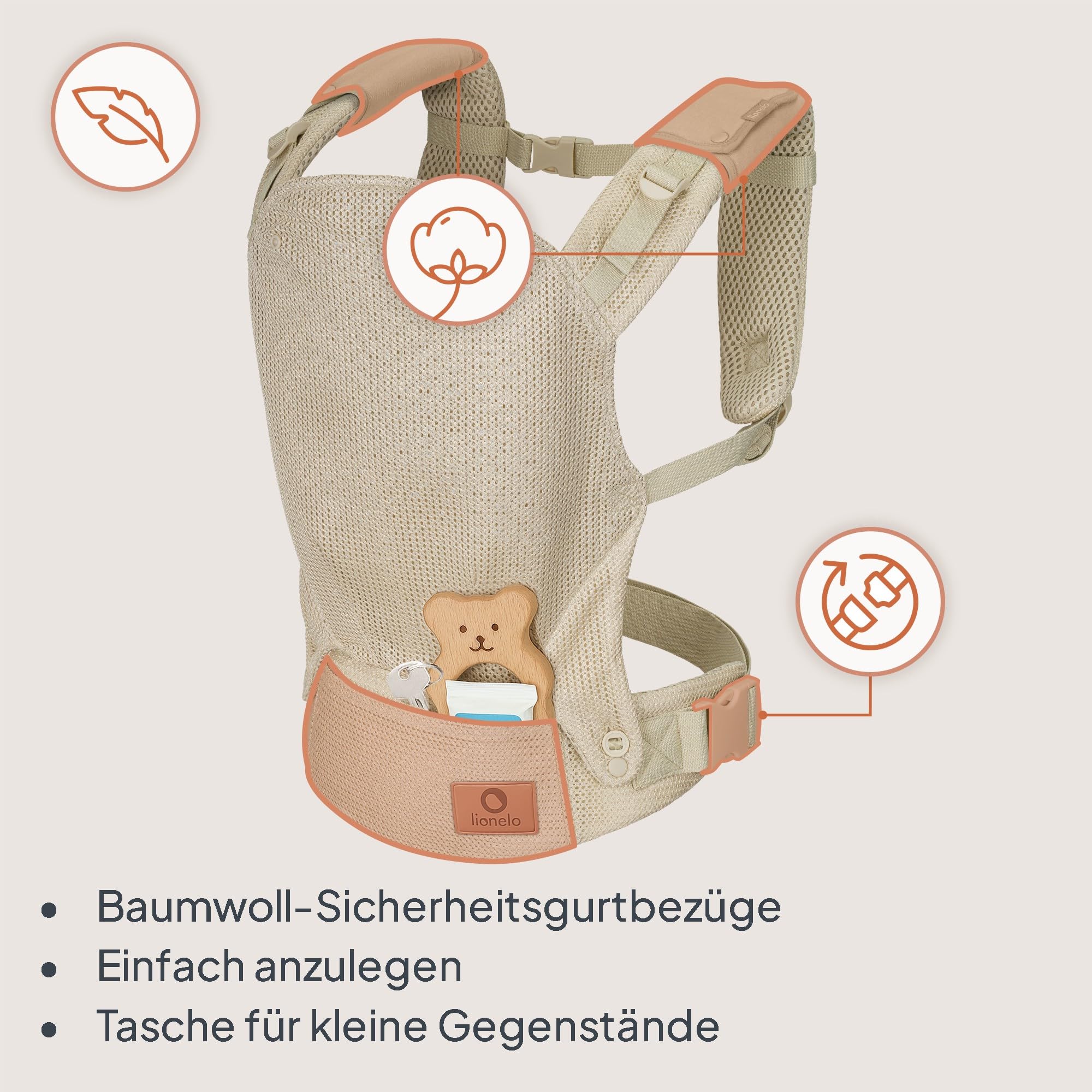 lionelo-margareet-air-babytrage-beige-mesh-bis-20-kg image 8