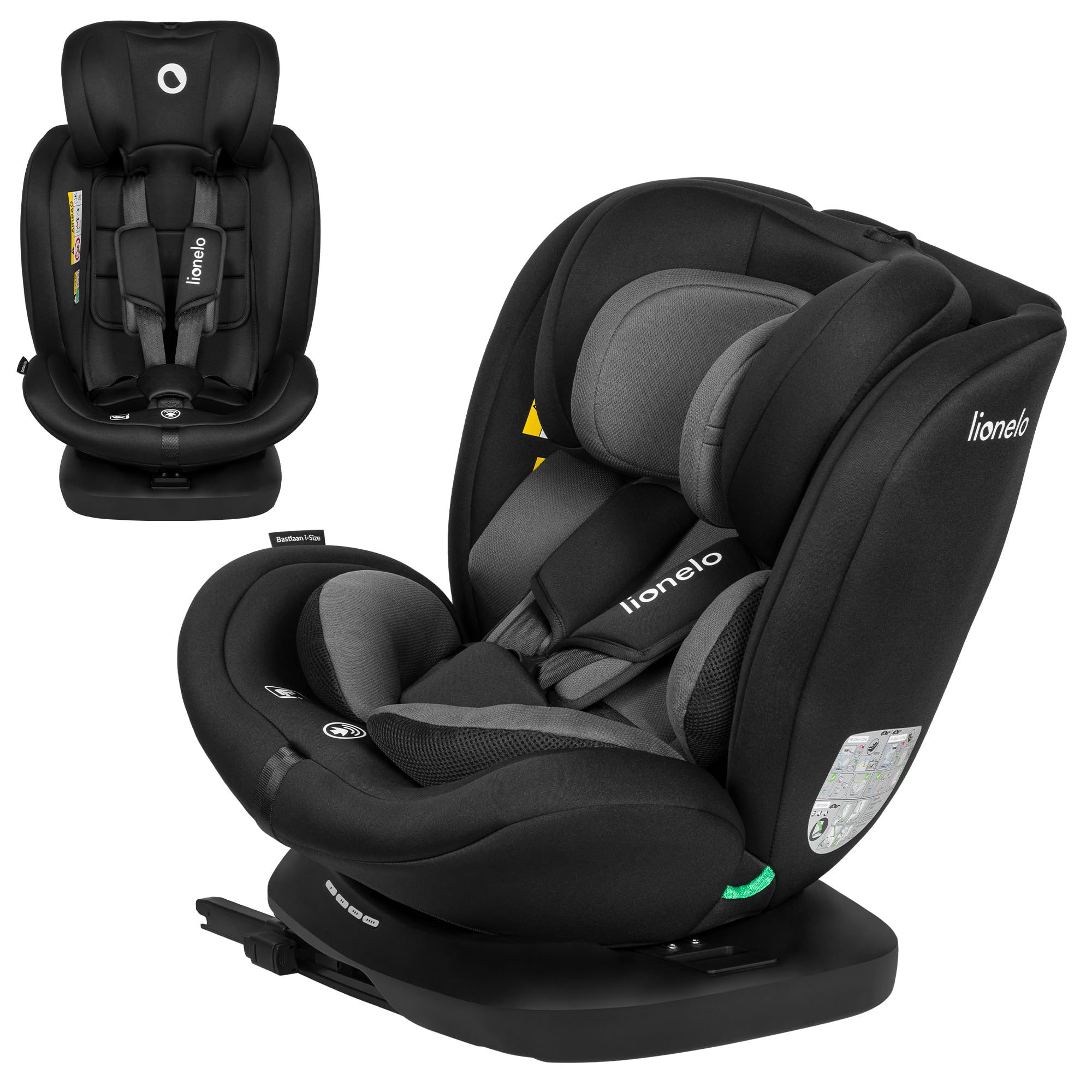 lionelo-bastiaan-i-size-kindersitz-schwarz-grau-360-isofix image 1