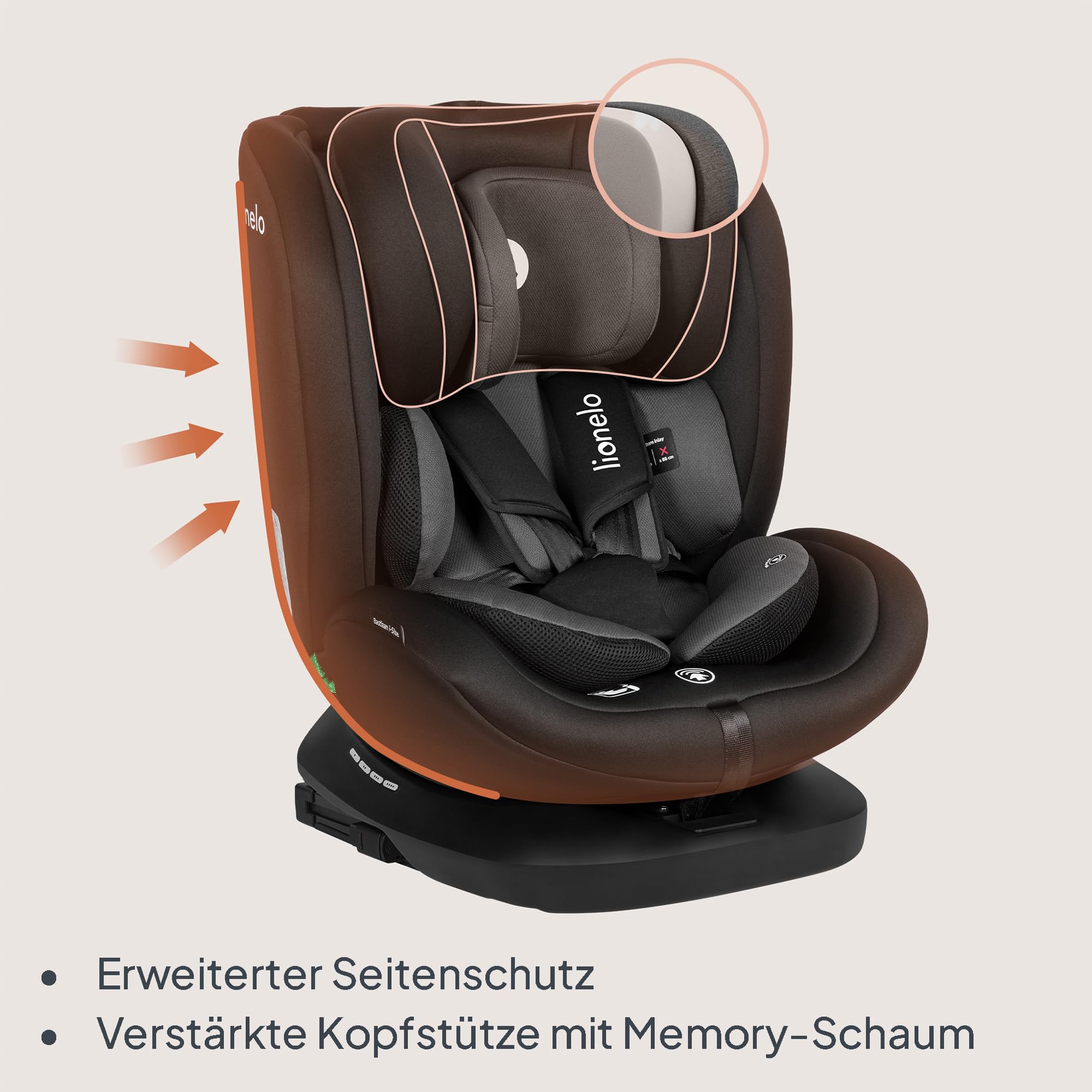 lionelo-bastiaan-i-size-kindersitz-schwarz-grau-360-isofix image 5