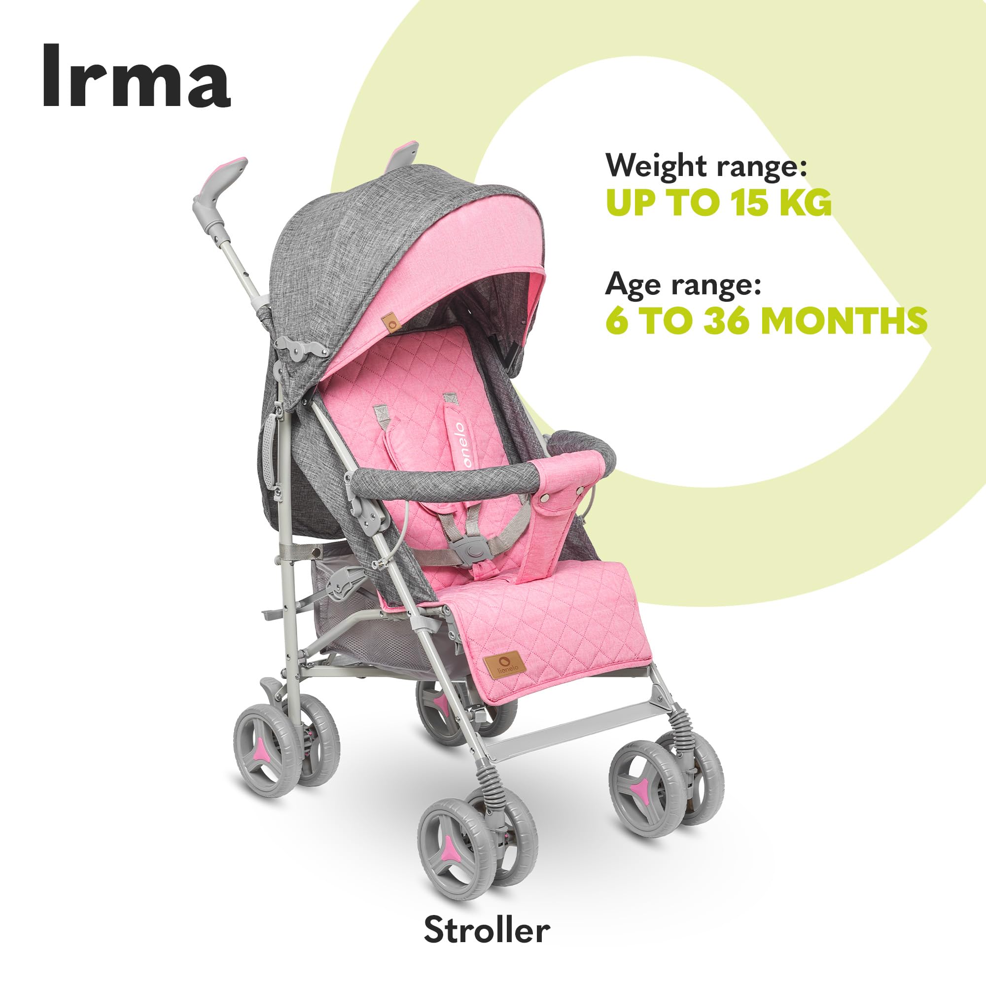 lionelo-irma-kinderwagen-pink-grau-mit-liegeposition image 2