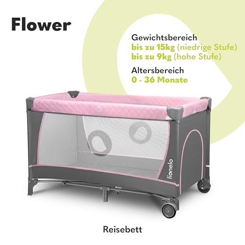 lionelo-sven-flower-reisebett-flamingo-mit-wickeltisch image 7