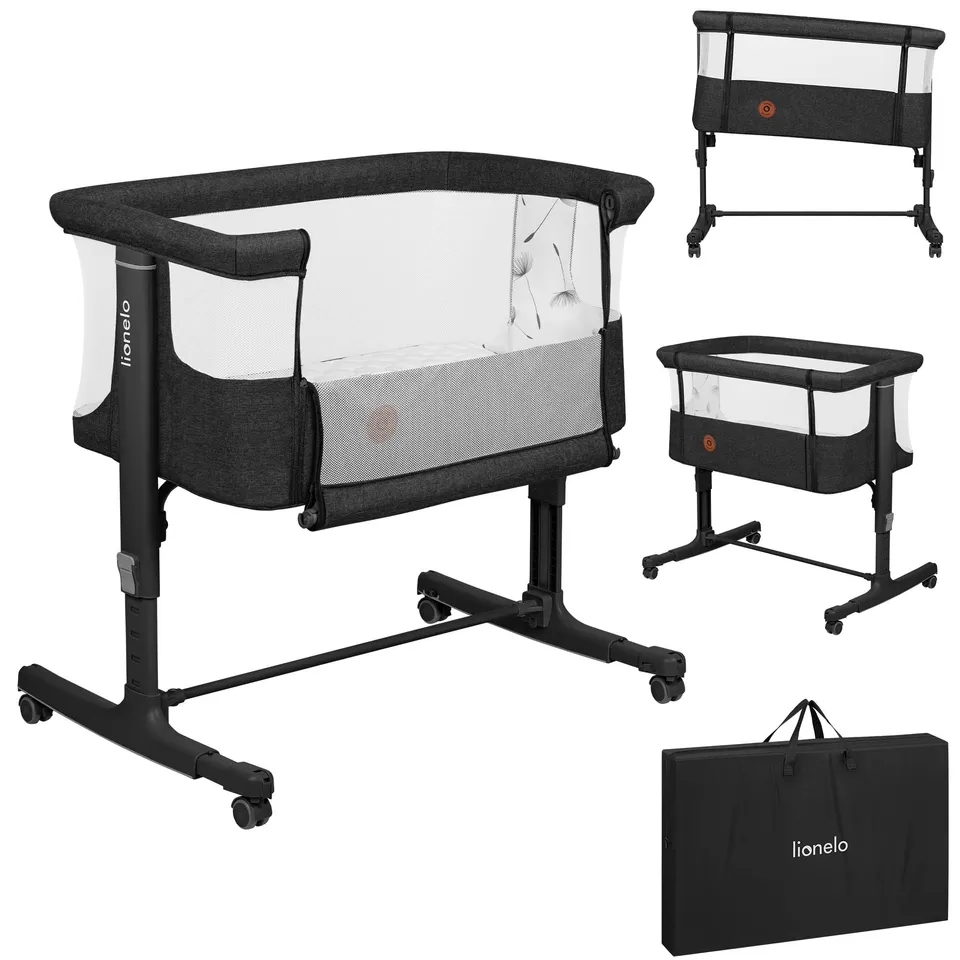 lionelo-leonie-aurora-beistellbett-graphit-3-in-1-mit-matratze image 1
