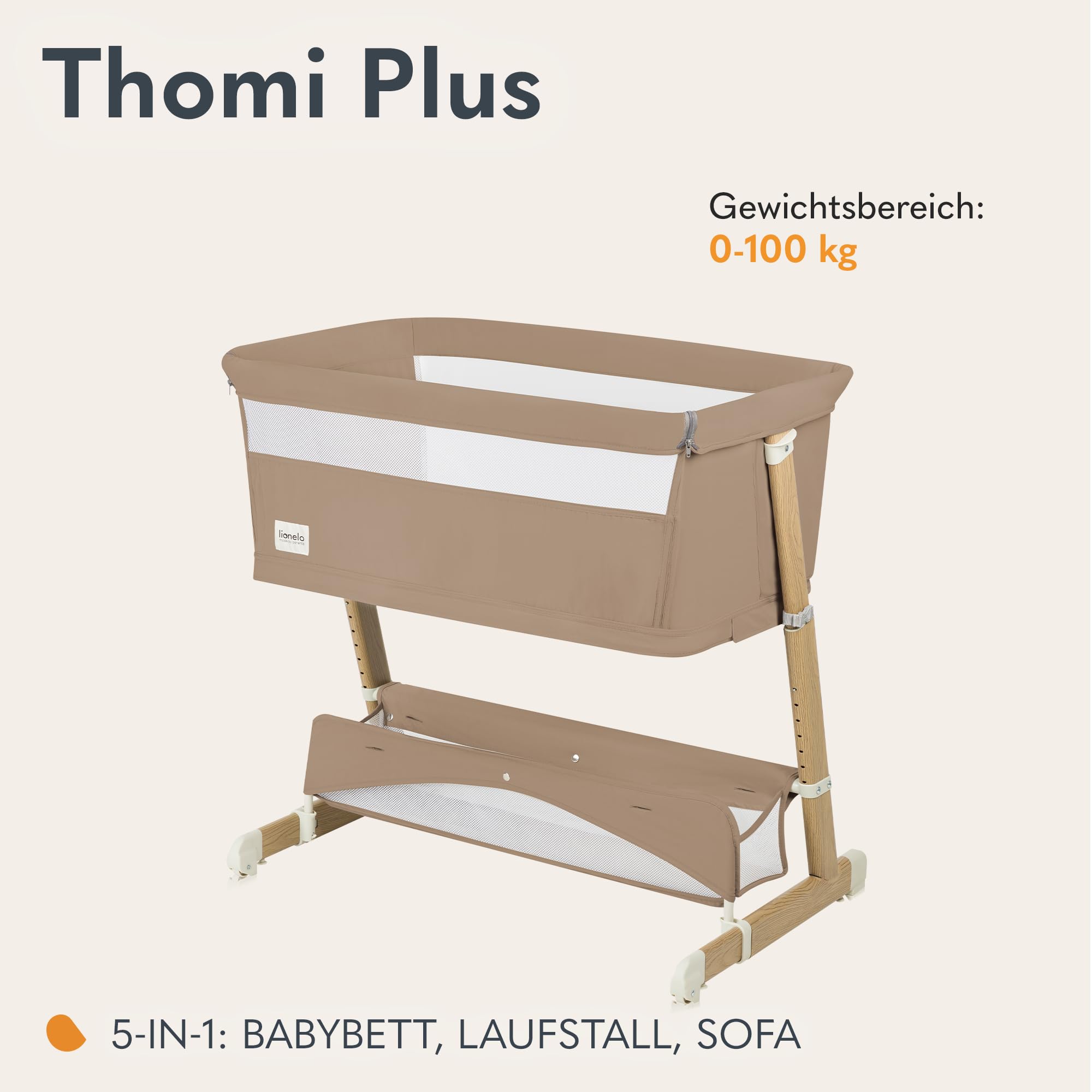 lionelo-thomi-plus-5-in-1-beistellbett-beige-carmel-h-henverstellbar image 2
