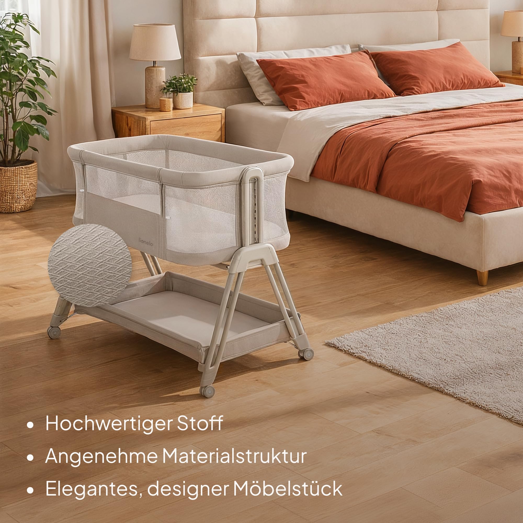 lionelo-luna-beistellbett-beige-mit-matratze-und-korb image 2