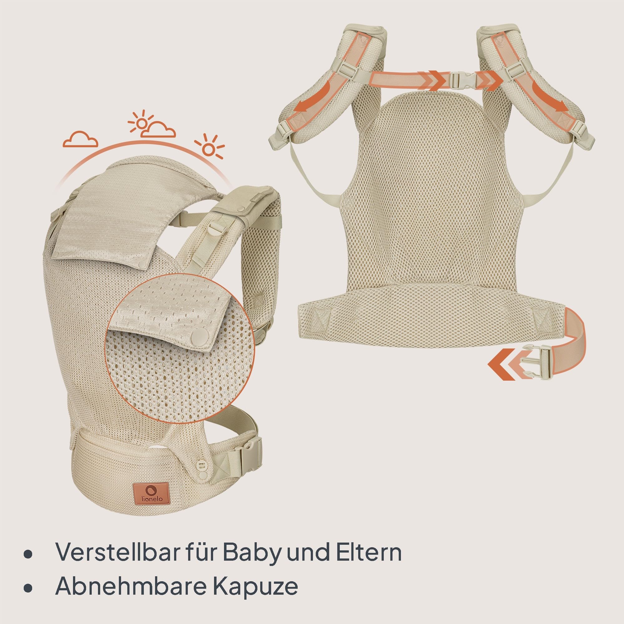lionelo-margareet-air-babytrage-beige-mesh-bis-20-kg image 7