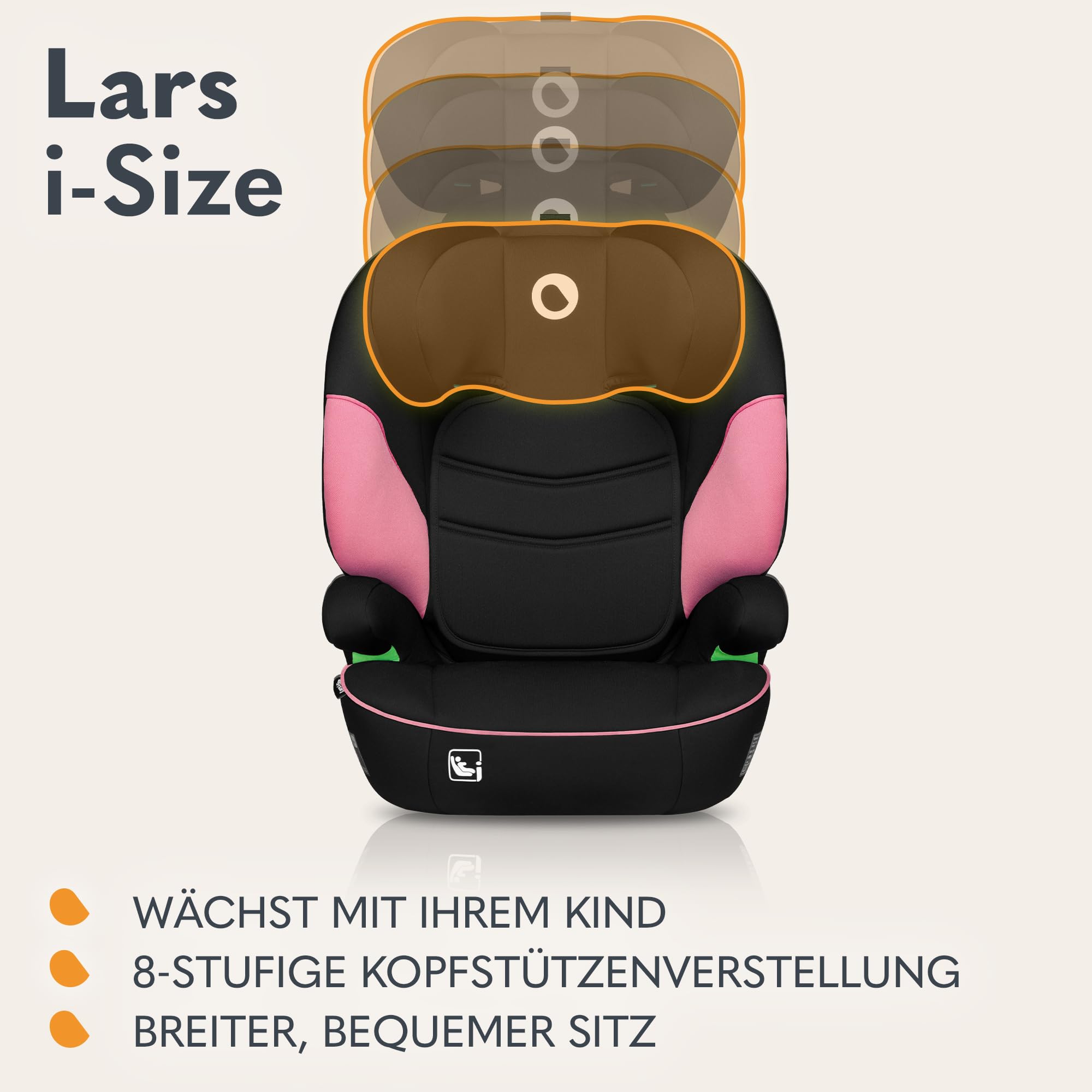 lionelo-lars-i-size-kinderautositz-rosa-baby-mit-seitenaufprallschutz image 5