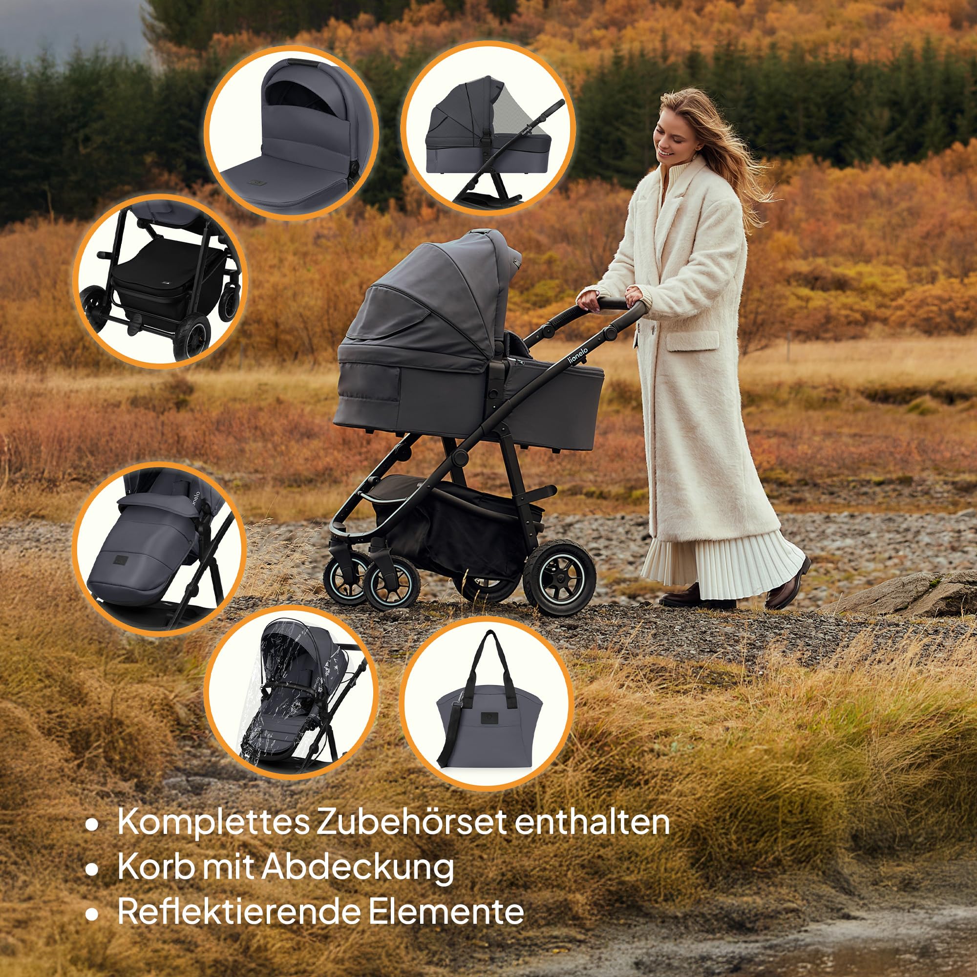 lionelo-amber-plus-3in1-kinderwagen-grau-mit-luftreifen image 8