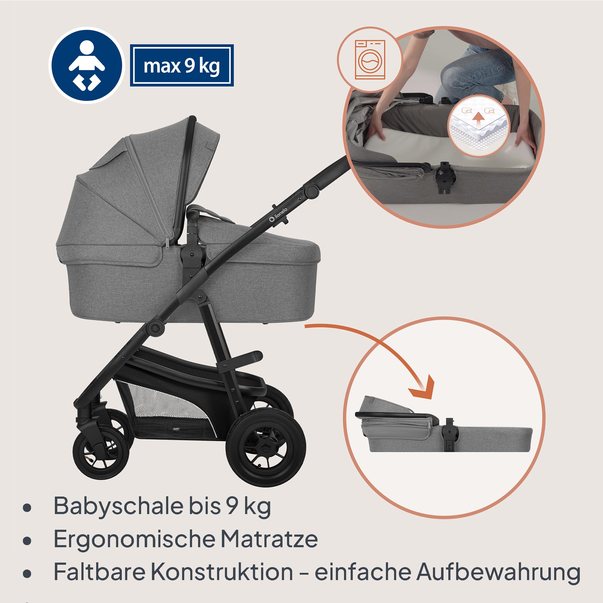 lionelo-bianka-kinderwagen-3in1-grau-bis-22-kg-upf50 image 6